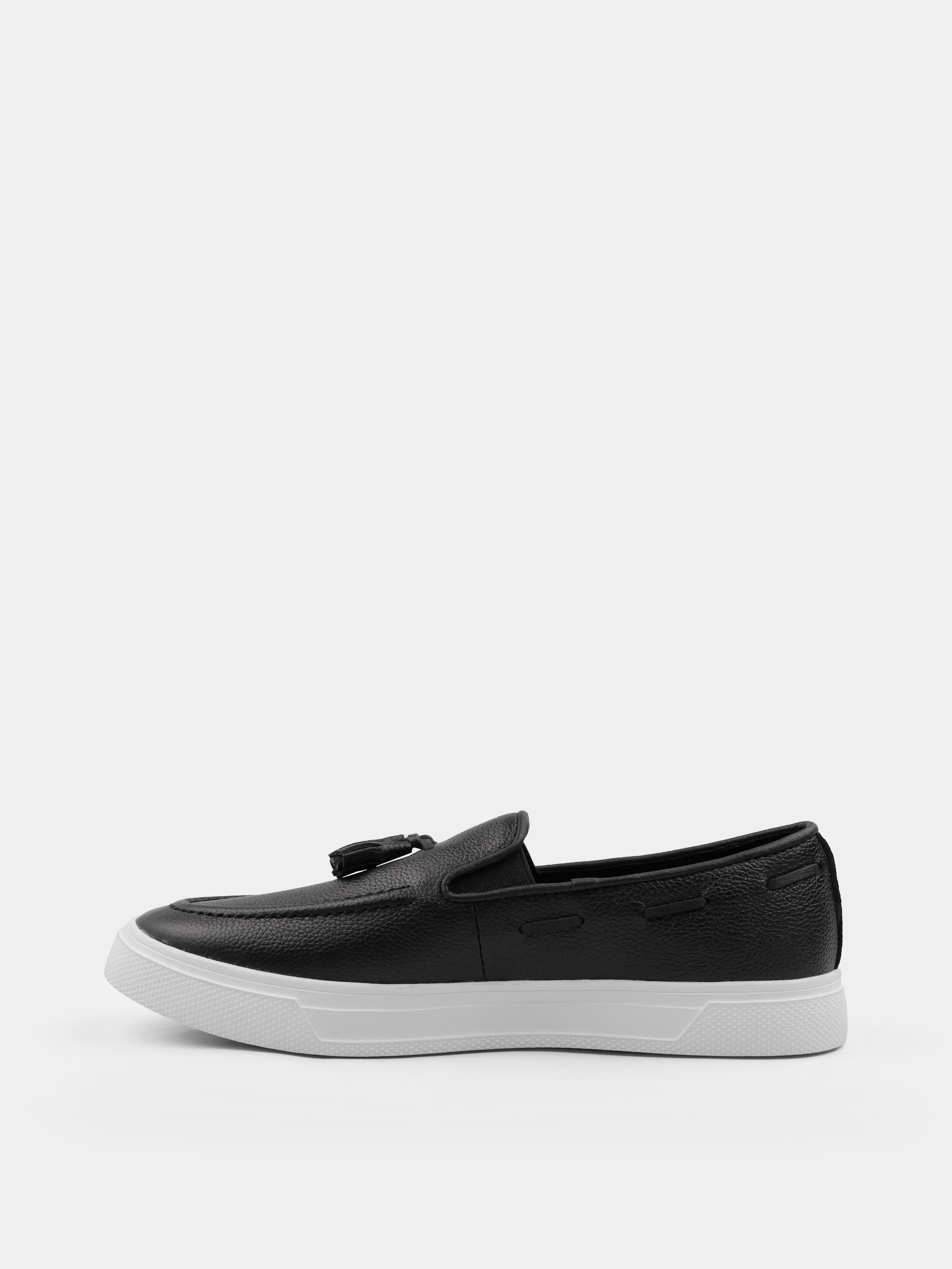 Czarno-Białe Skórzane Loafersy Spectr