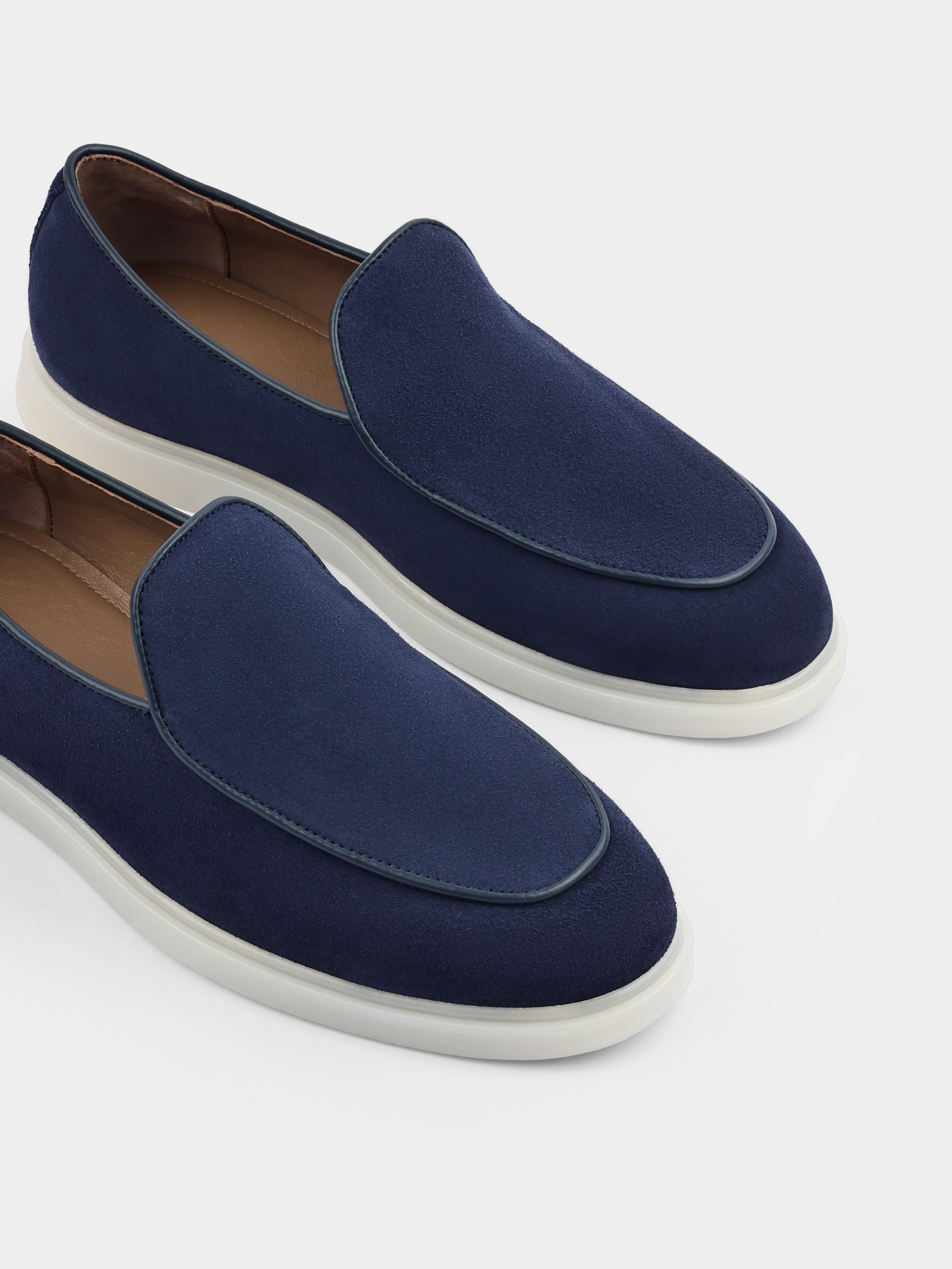 Granatowe Zamszowe Loafersy Denno