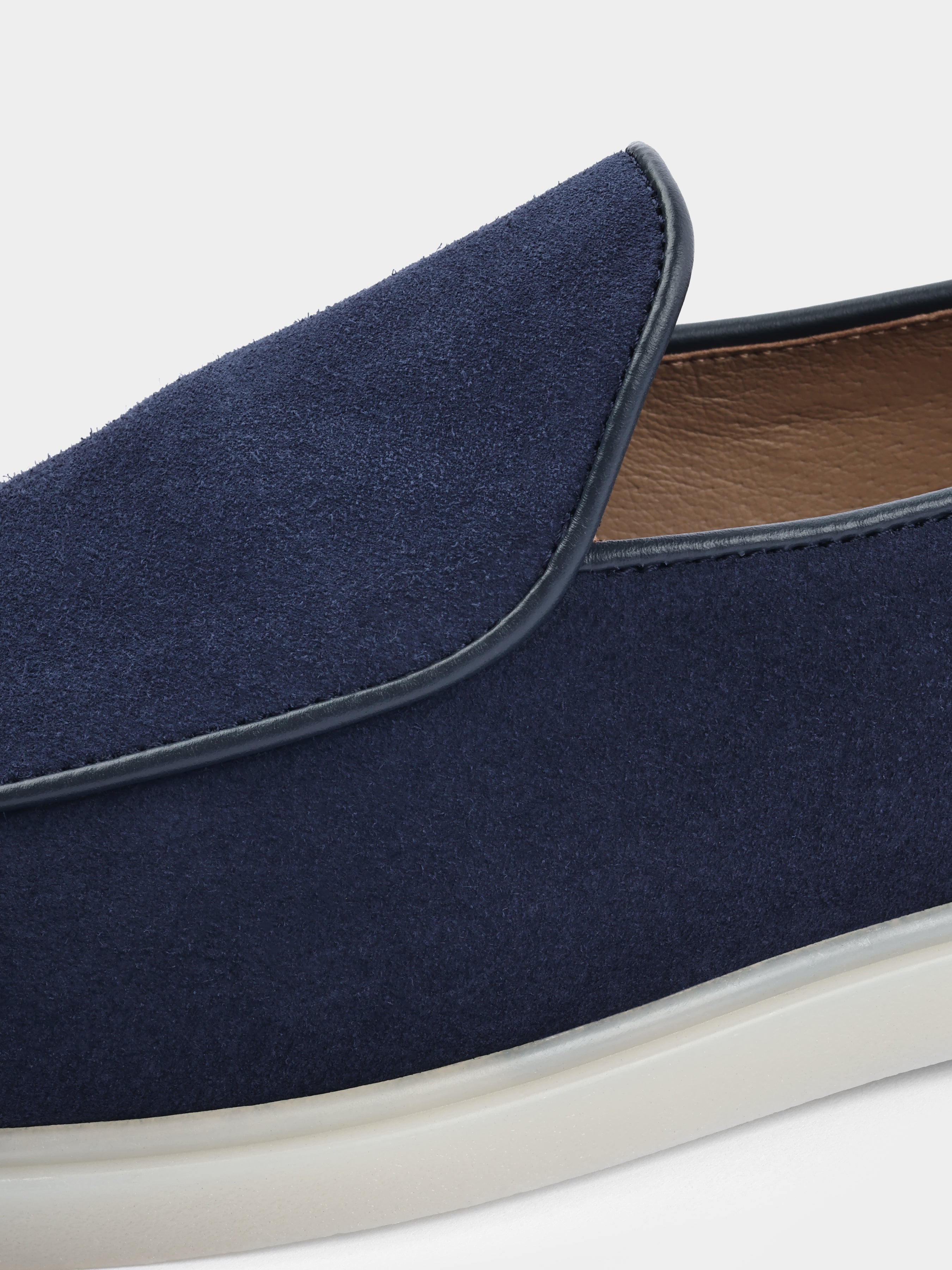 Granatowe Zamszowe Loafersy Denno