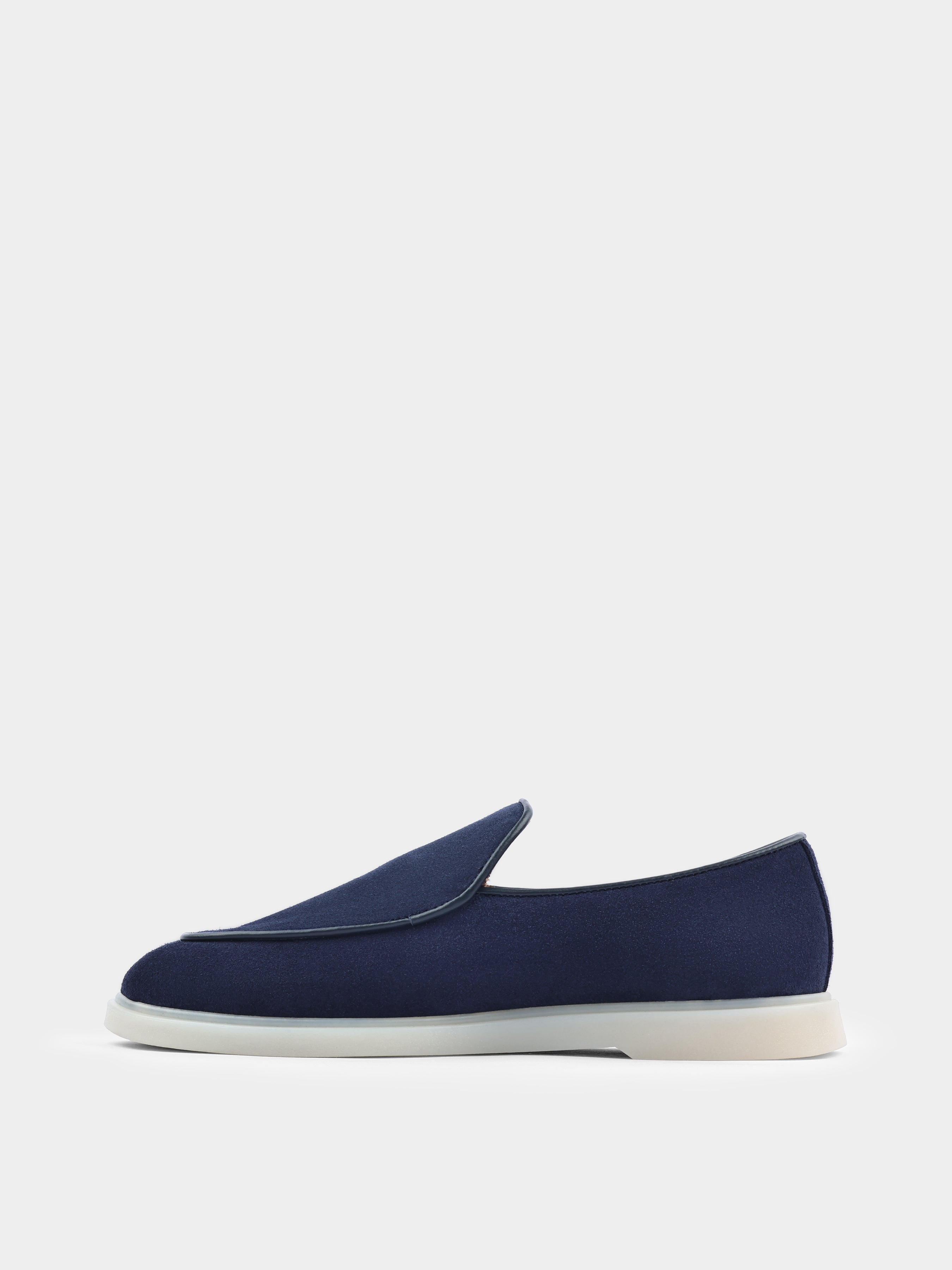 Granatowe Zamszowe Loafersy Denno
