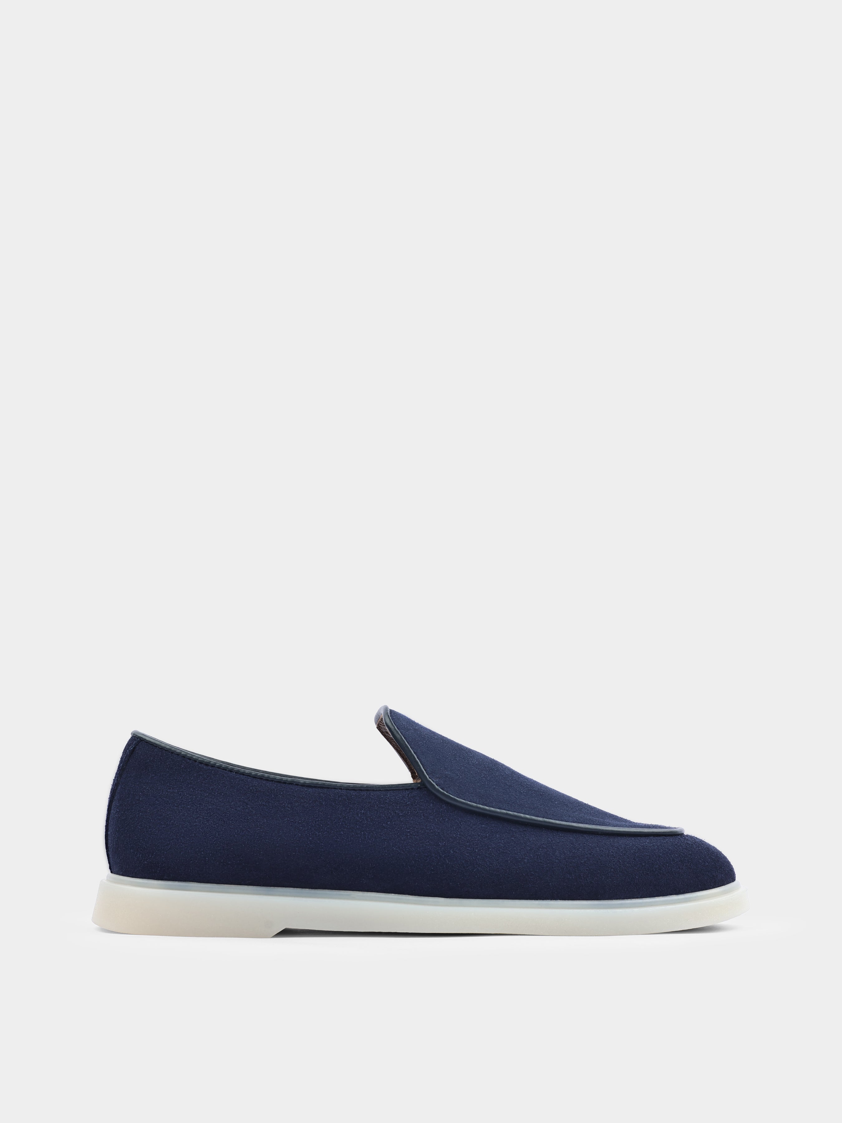 Granatowe Zamszowe Loafersy Denno