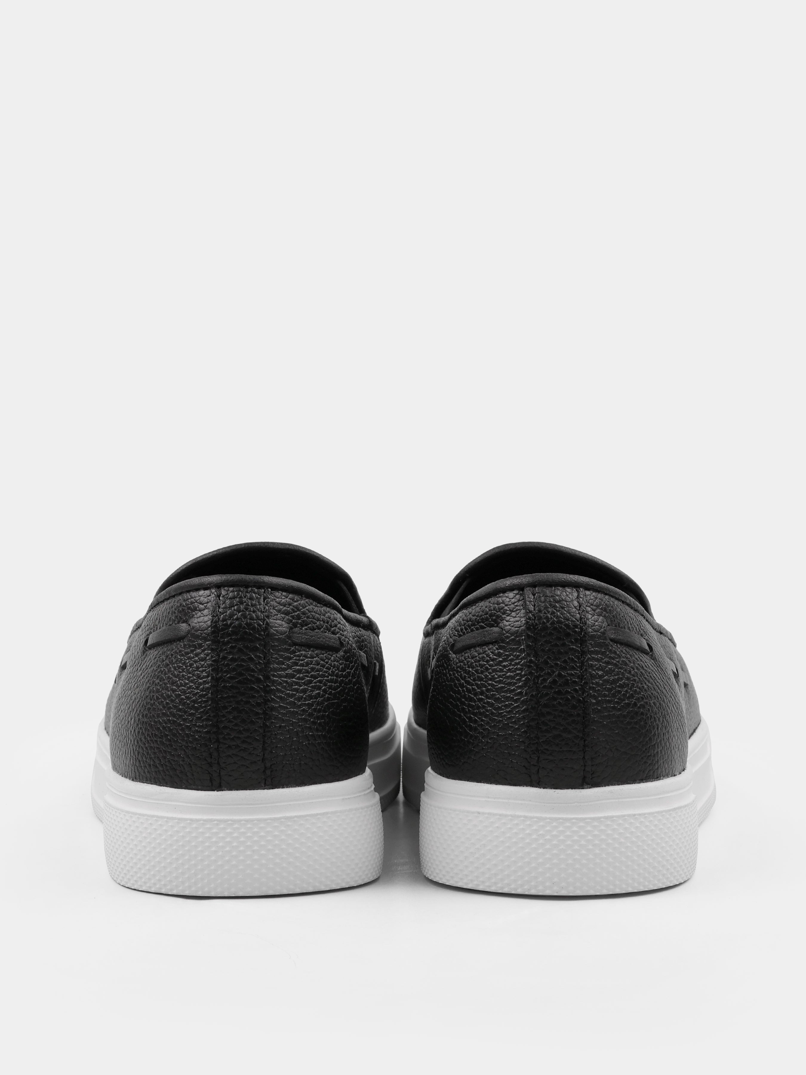 Czarno-Białe Skórzane Loafersy Spectr