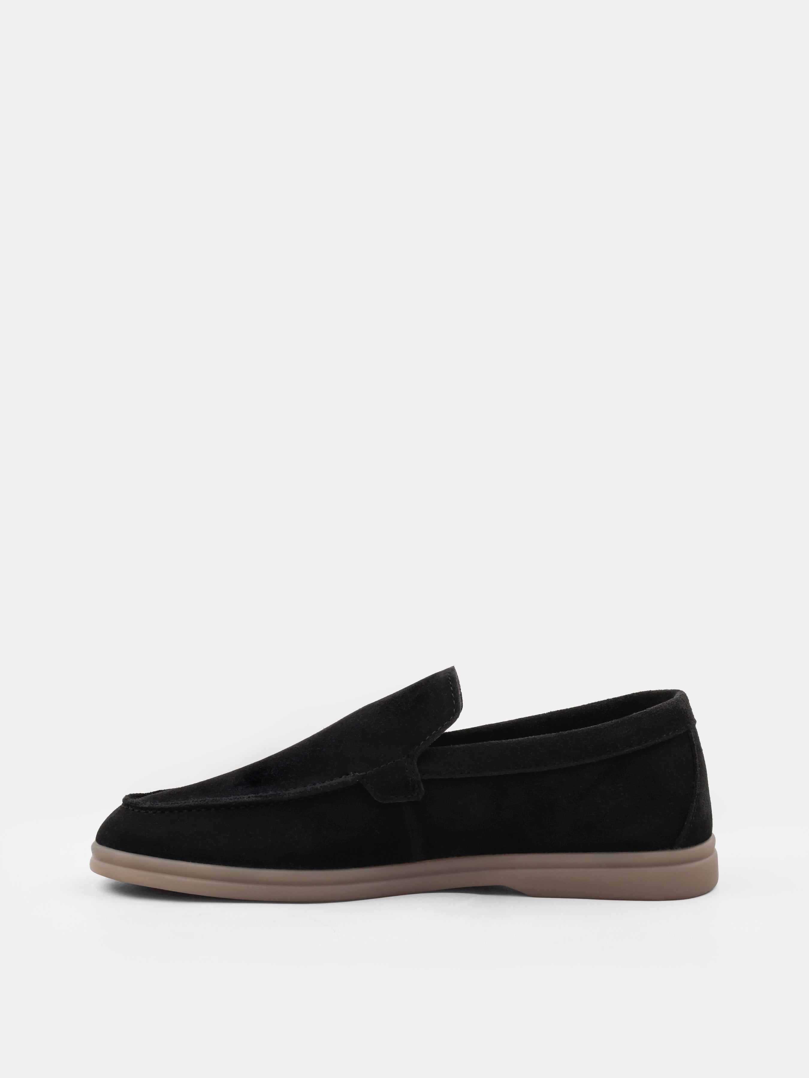 Czarno-Beżowe Zamszowe Loafersy Fenda