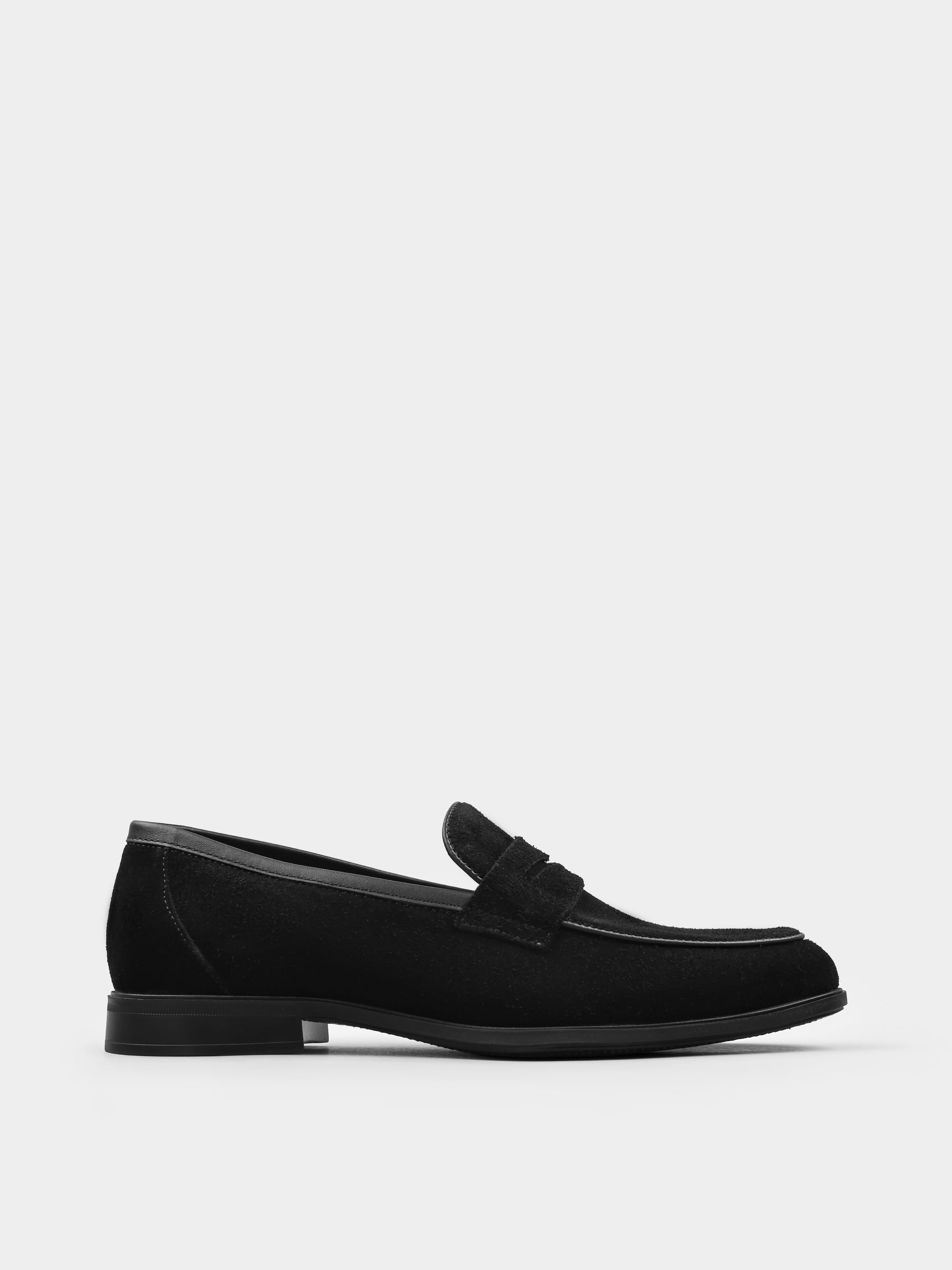 Czarne Zamszowe Loafersy Demini