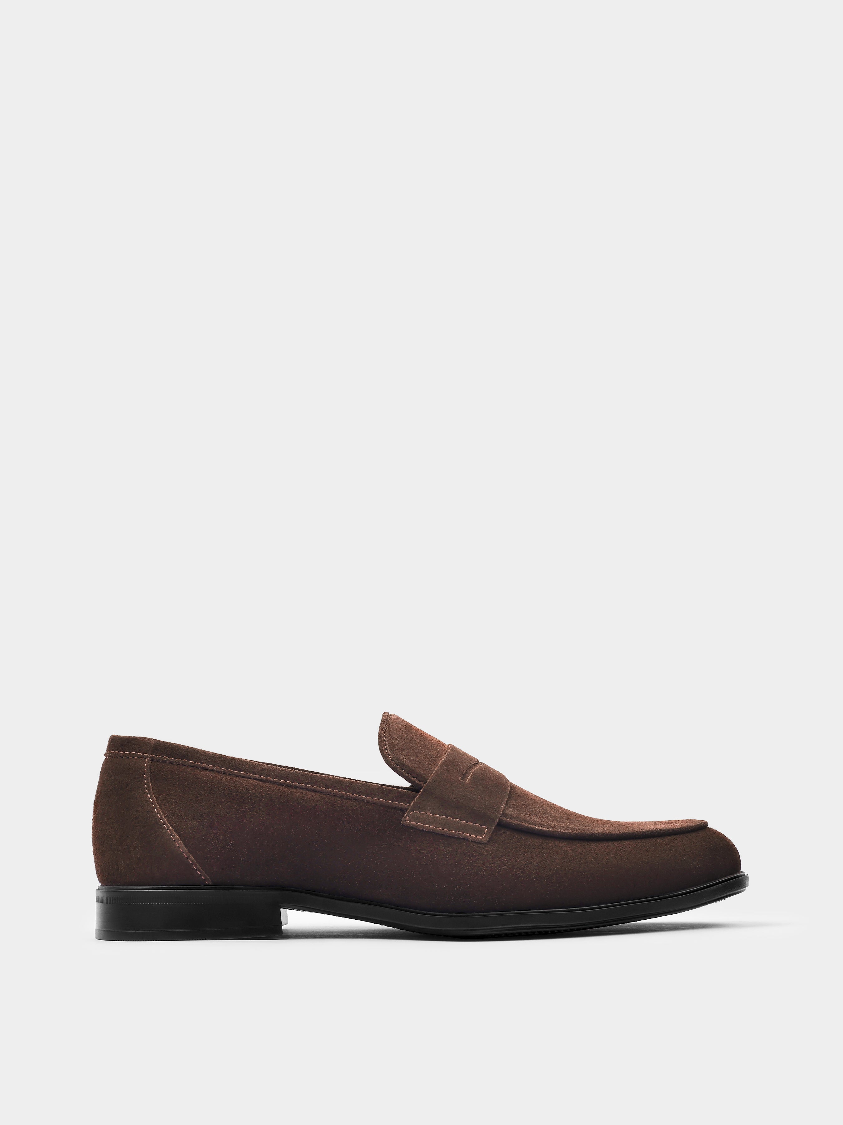 Ciemnobrązowe Zamszowe Loafersy Demini