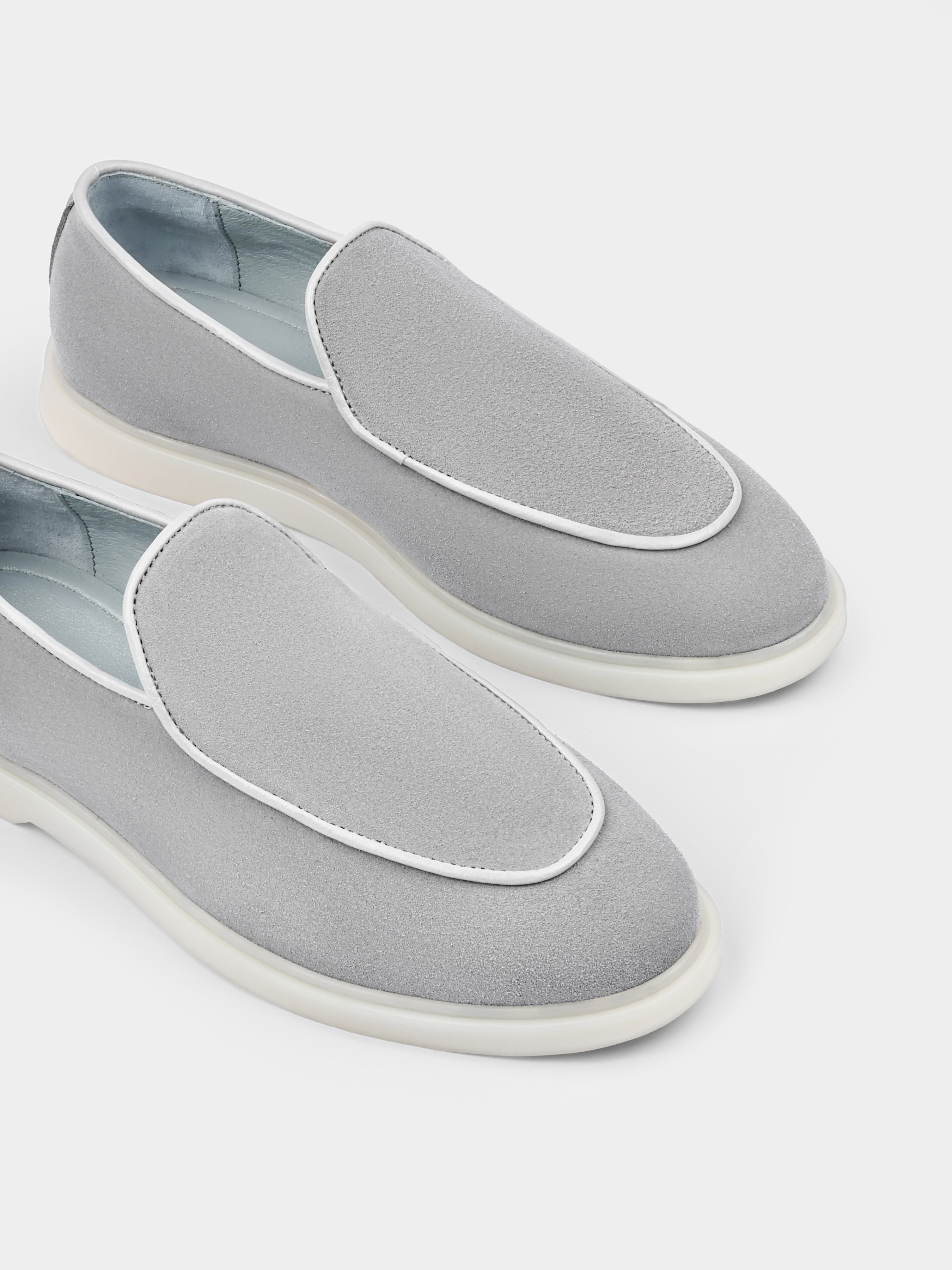 Szare Zamszowe Loafersy Denno