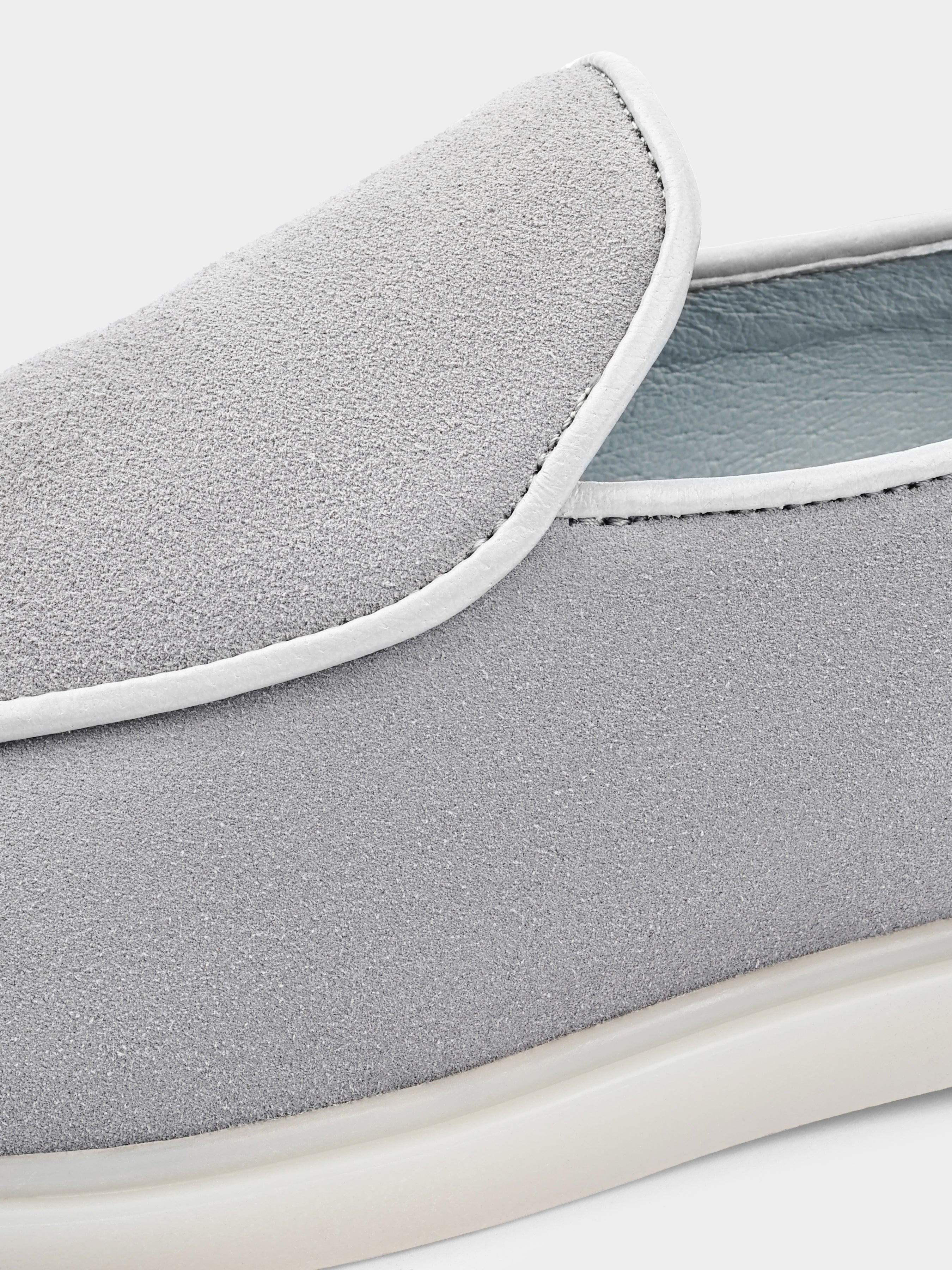 Szare Zamszowe Loafersy Denno