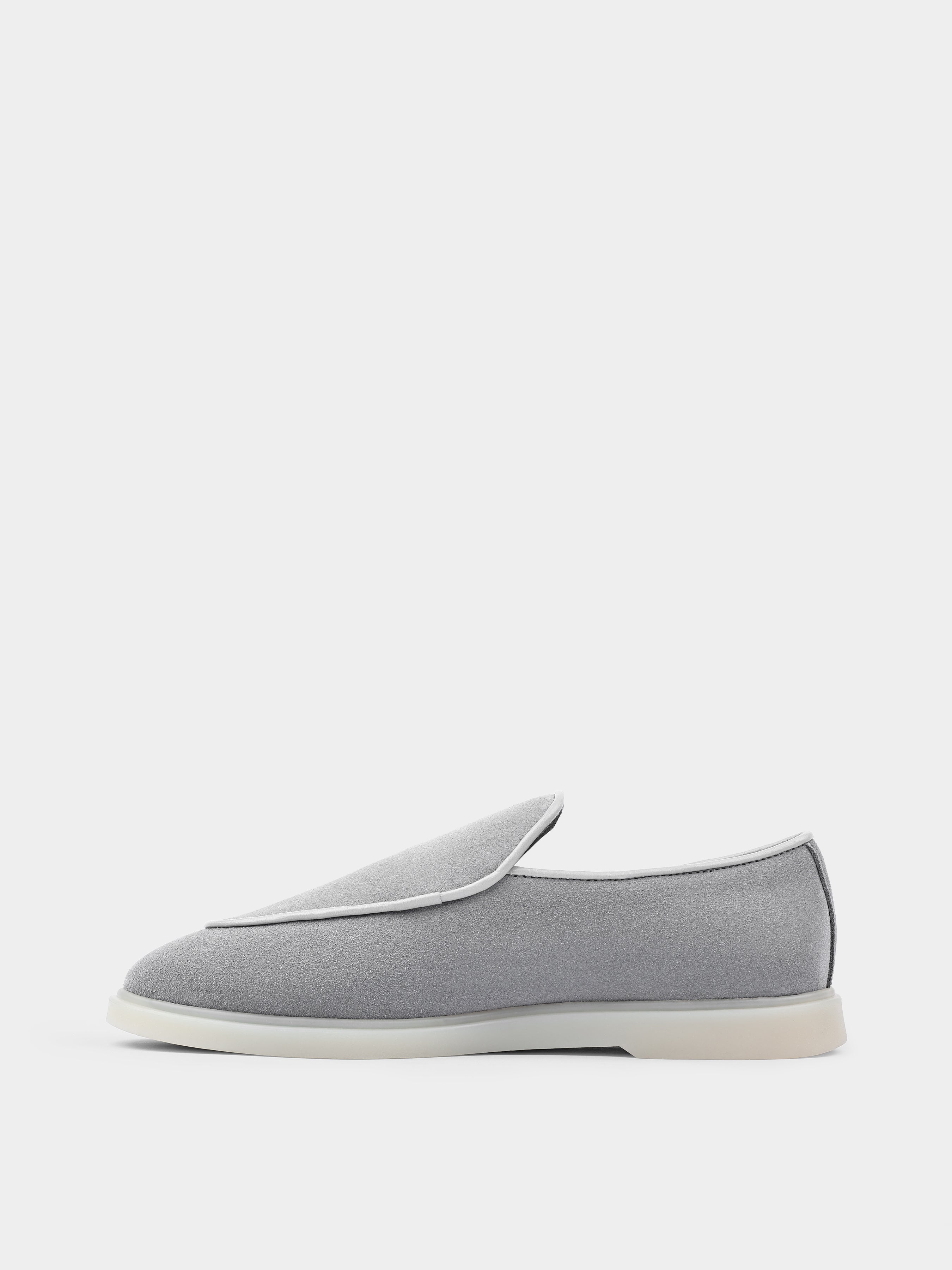 Szare Zamszowe Loafersy Denno