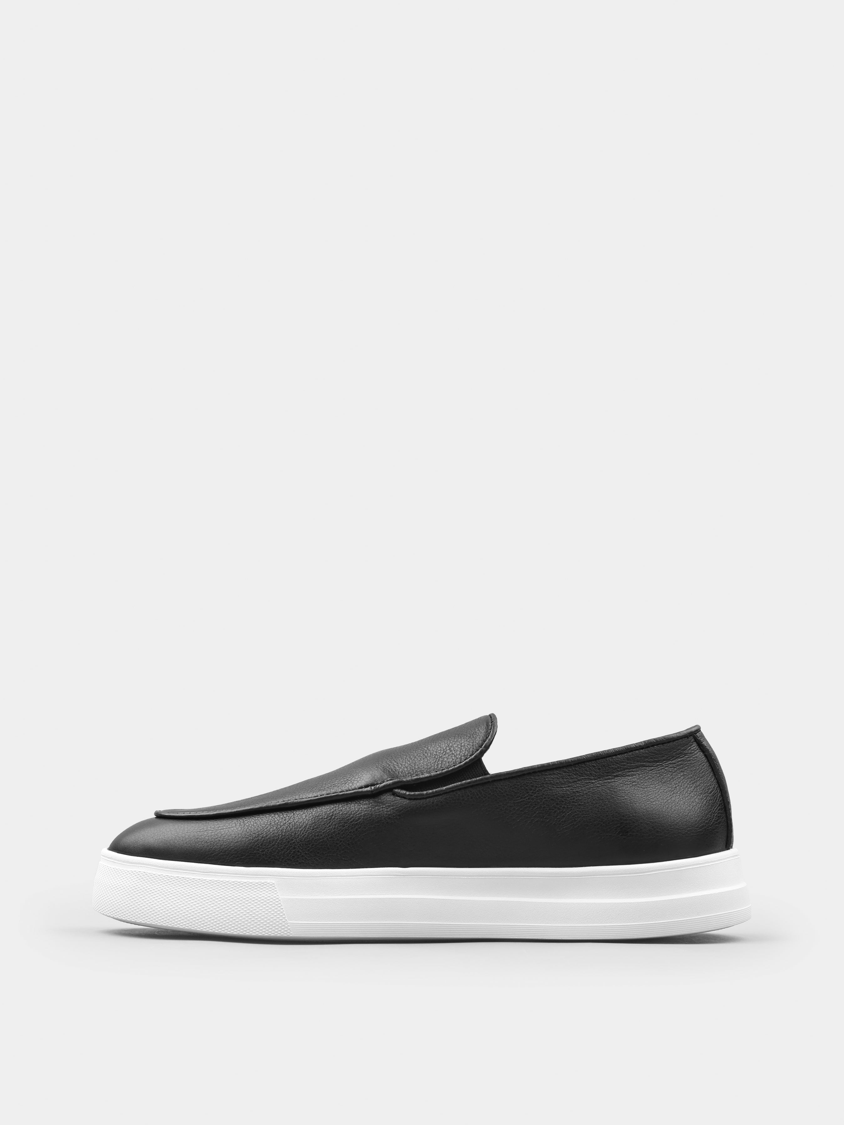 Czarno-Białe Skórzane Loafersy Oscuro