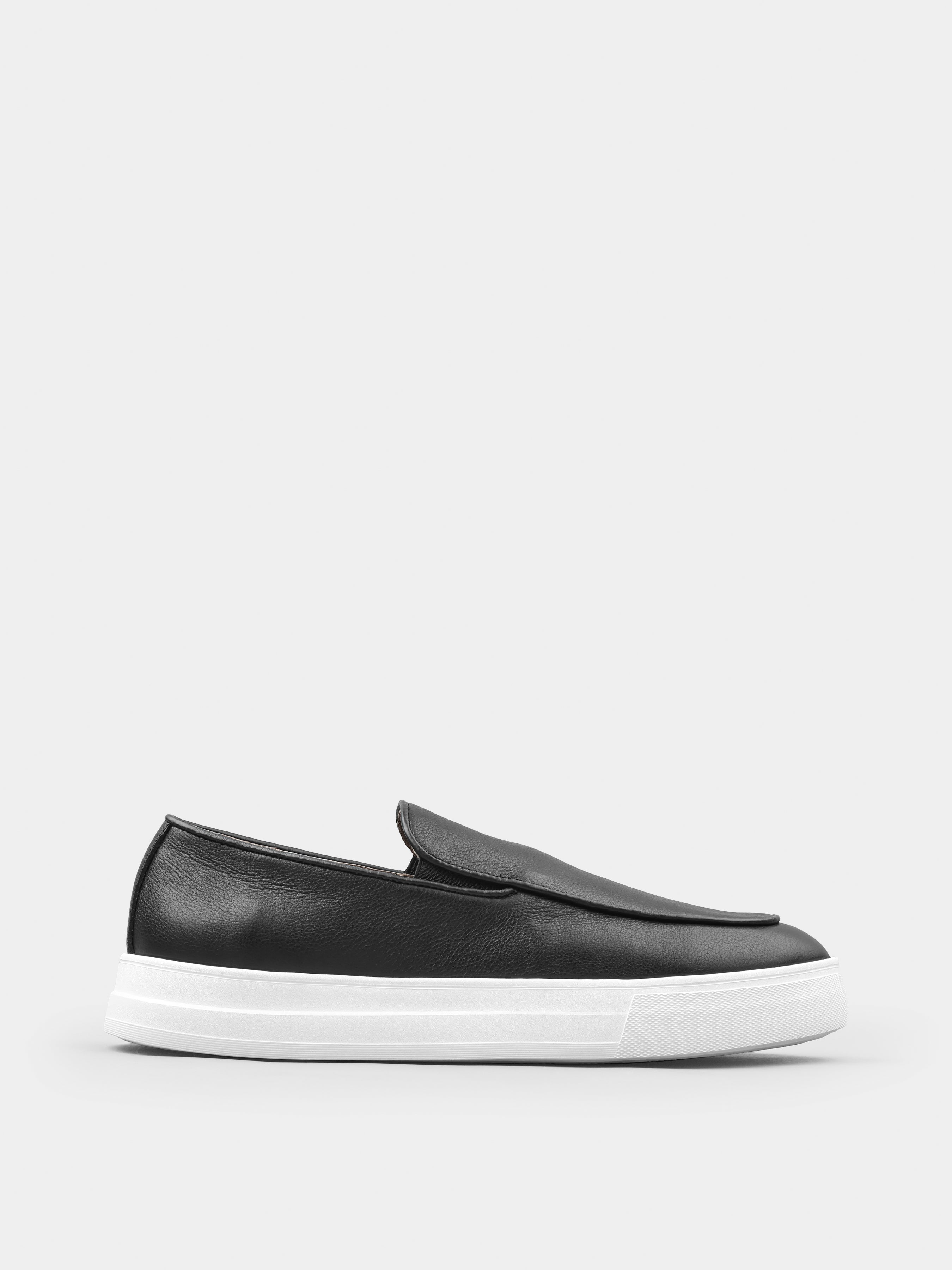 Czarno-Białe Skórzane Loafersy Oscuro
