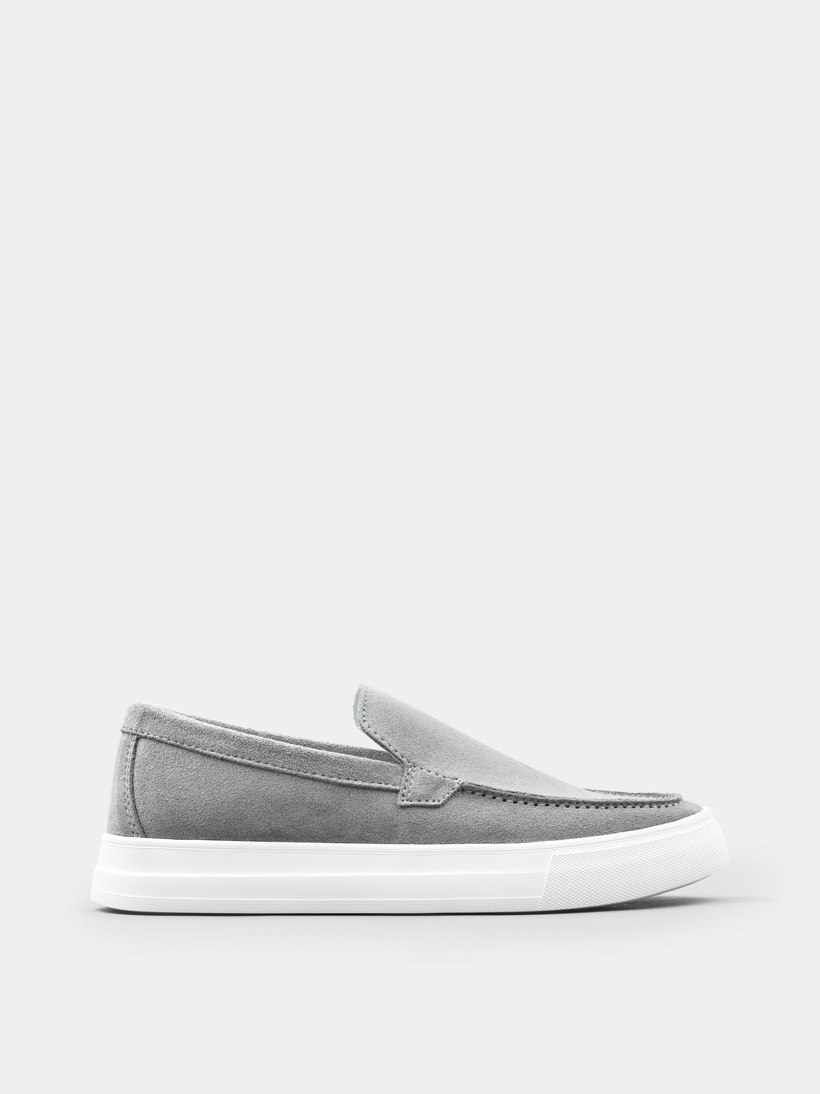 Szare Zamszowe Loafersy Spectrum