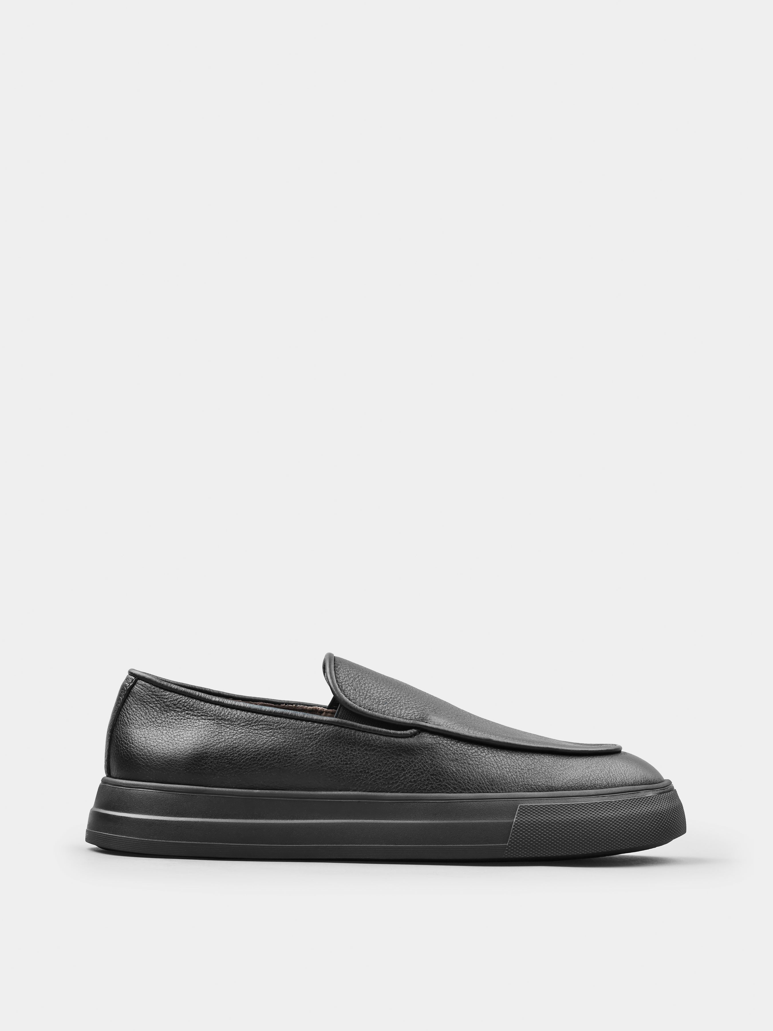 Czarne Skórzane Loafersy Oscuro