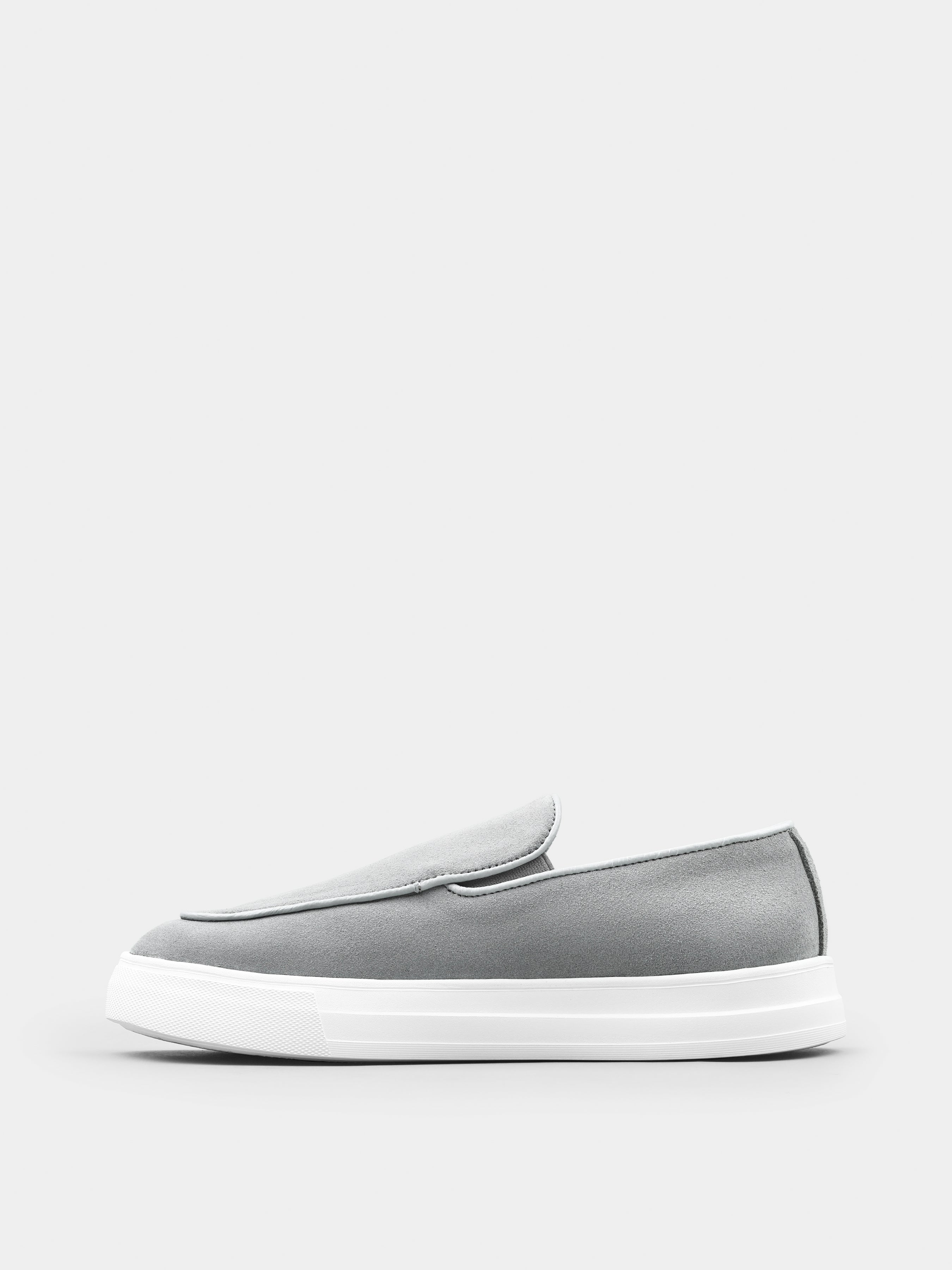 Szare Zamszowe Loafersy Oscuro
