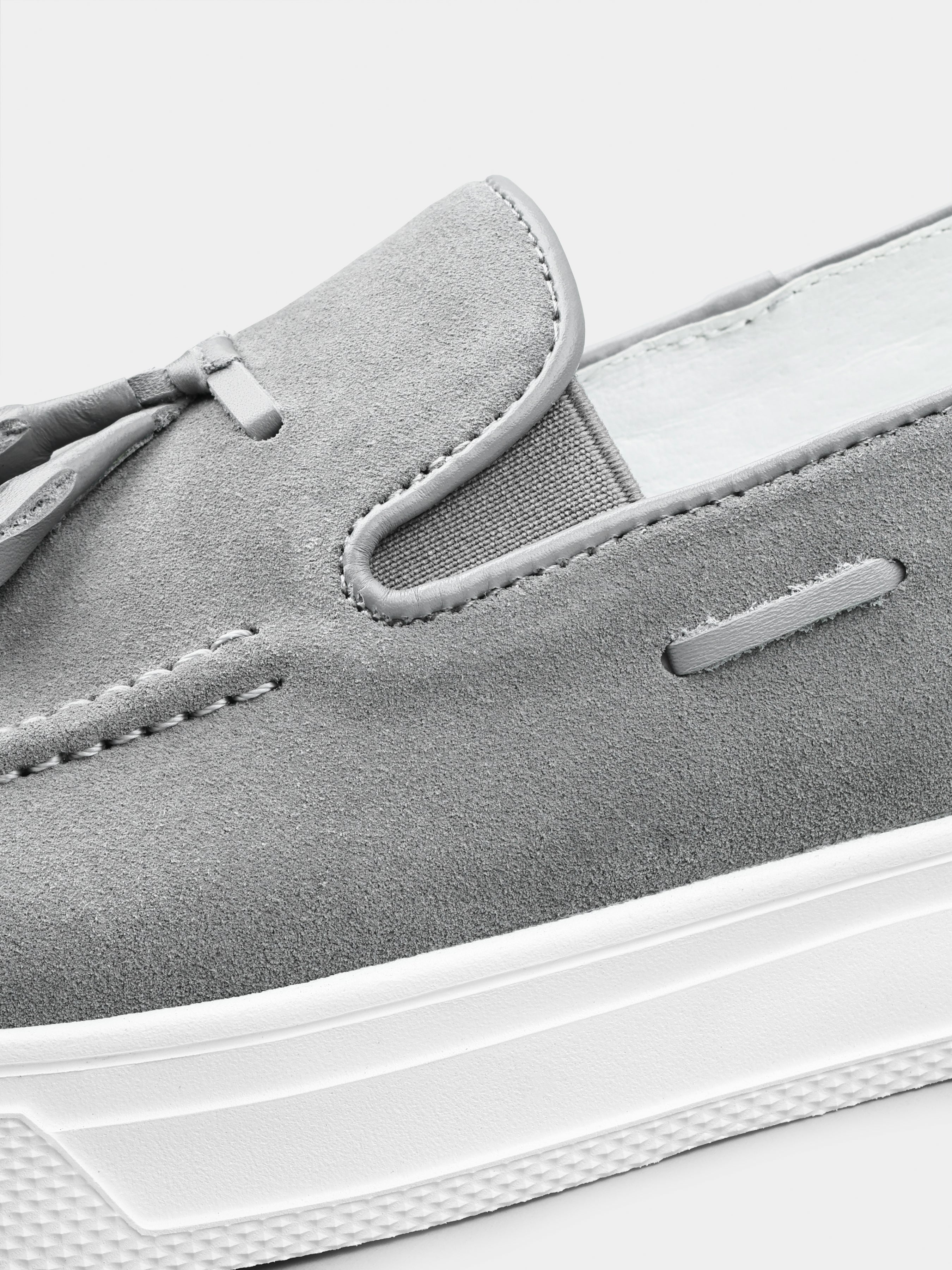 Szare Zamszowe Loafersy Spectr