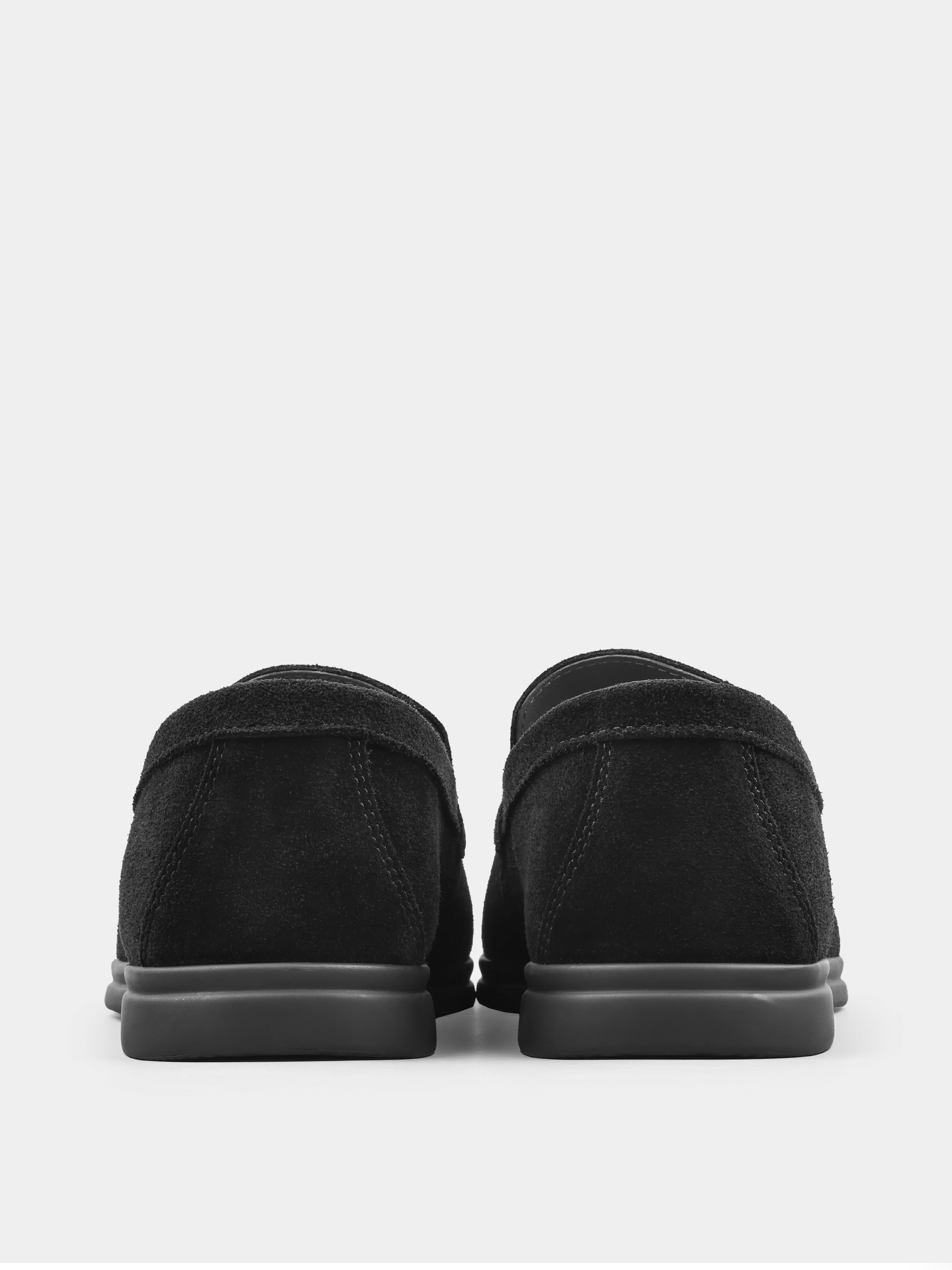 Czarne Zamszowe Loafersy Fenda
