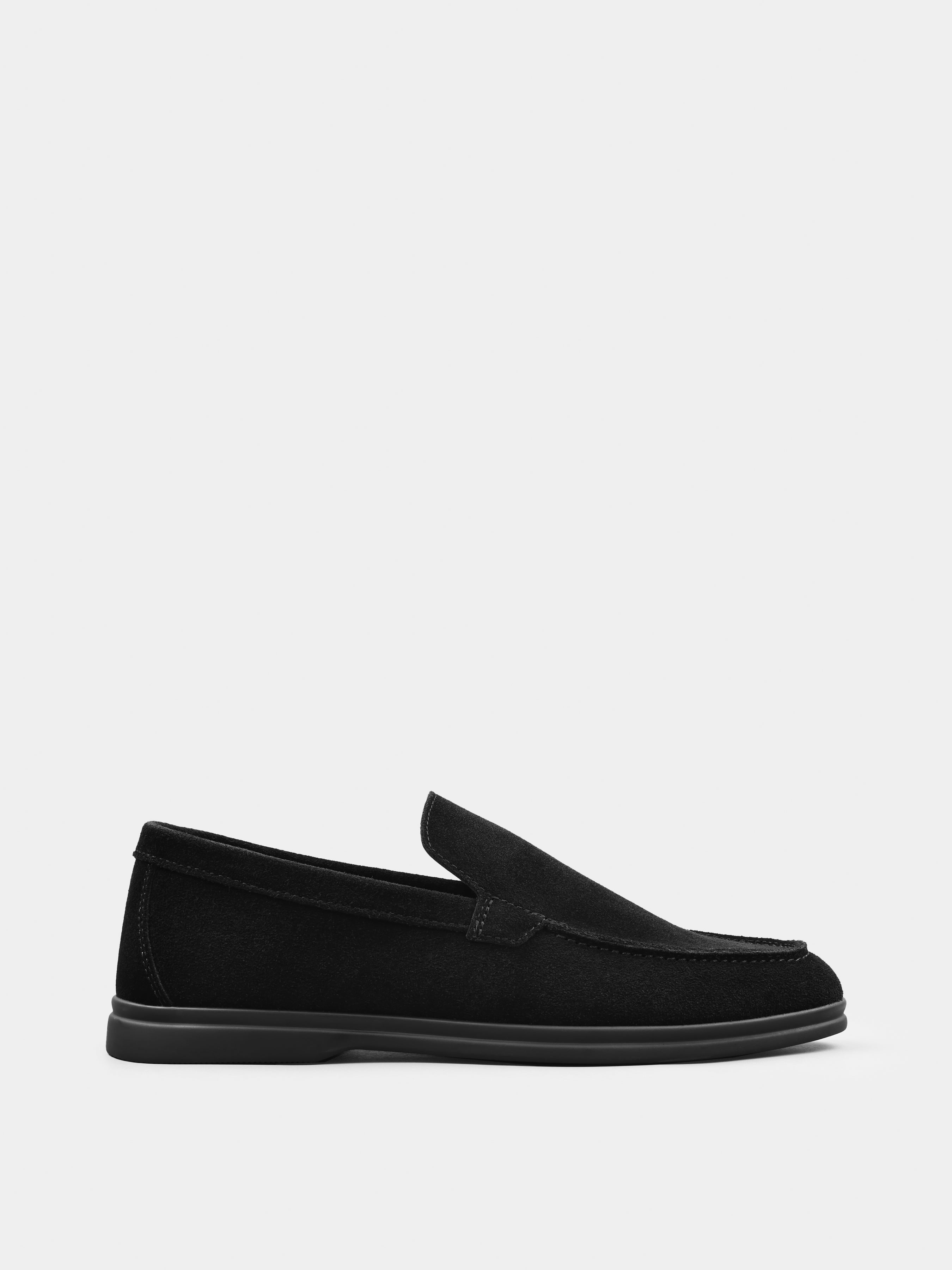 Czarne Zamszowe Loafersy Fenda