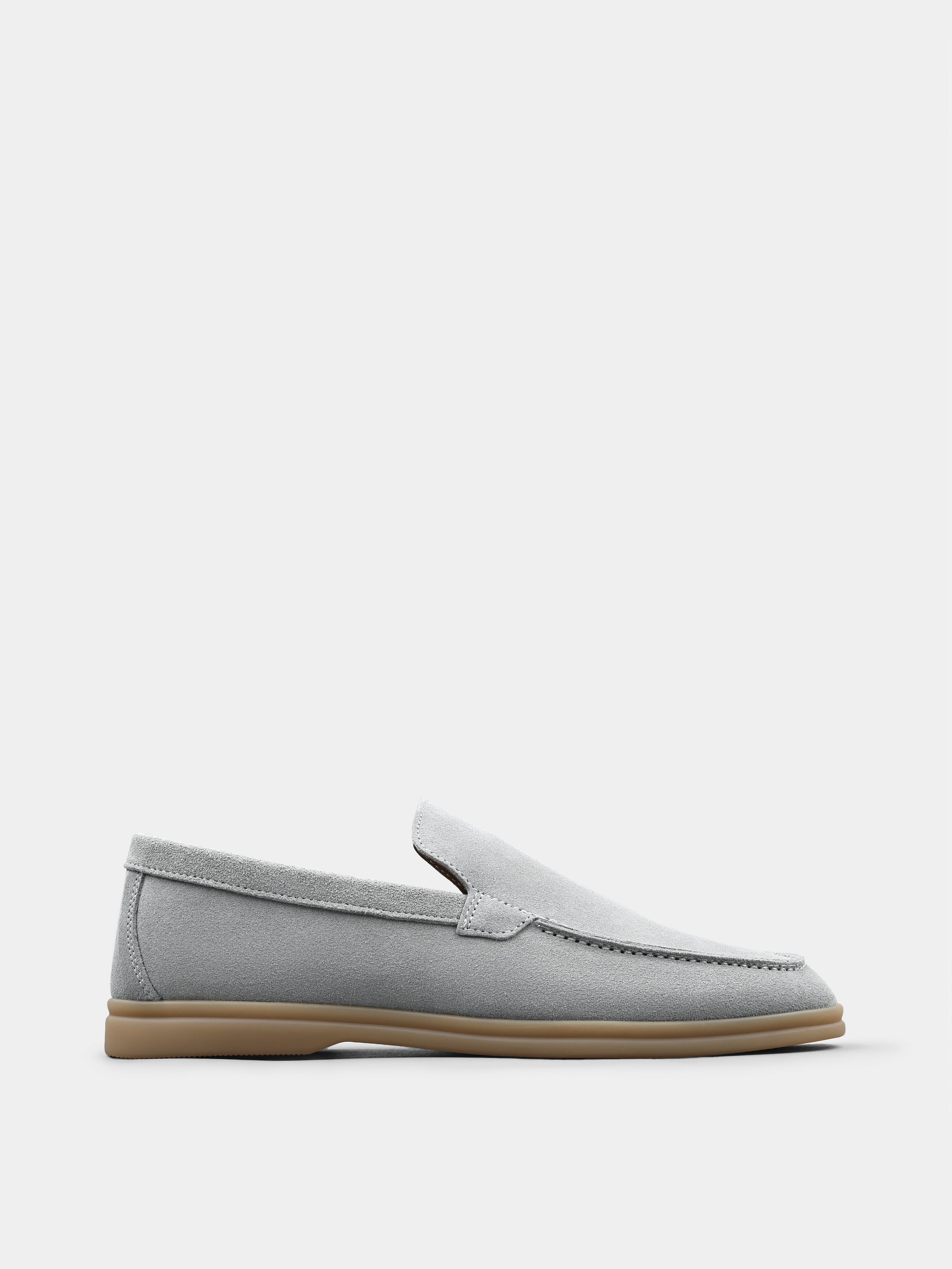 Szare Zamszowe Loafersy Fenda