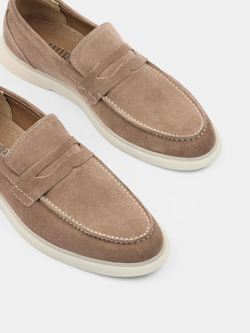 Beżowe Zamszowe Loafersy Prospero