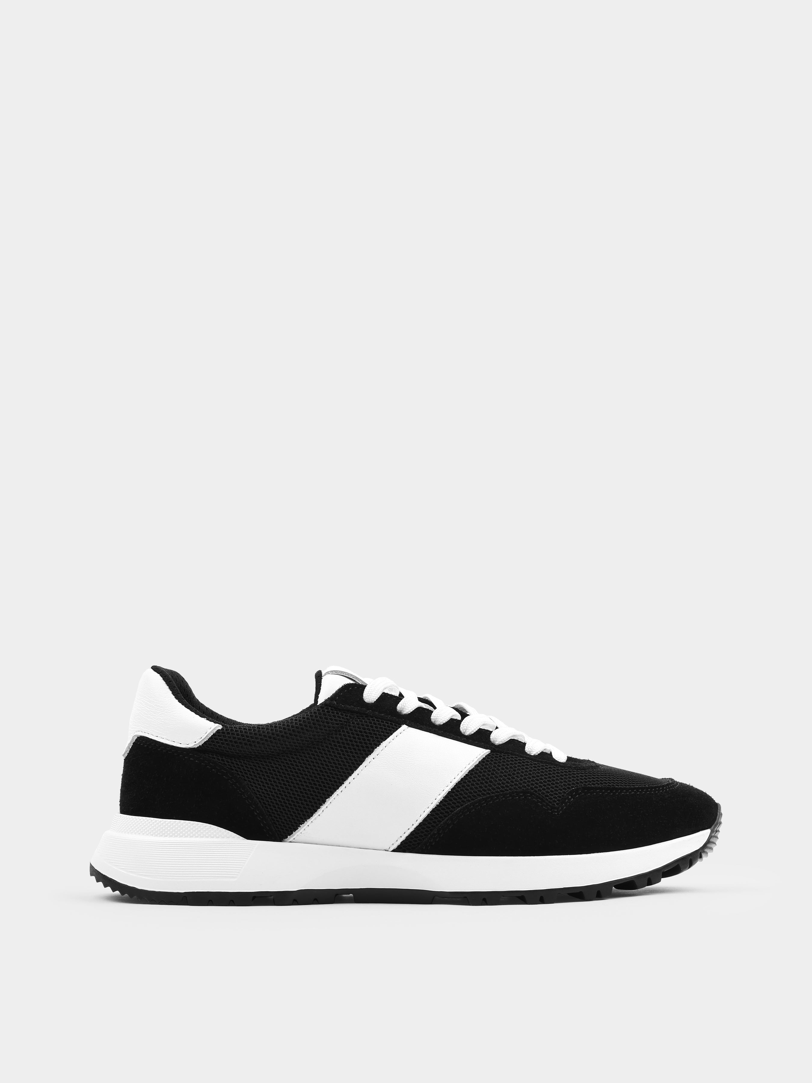 Czarno-Białe Zamszowe Sneakersy Lasciare