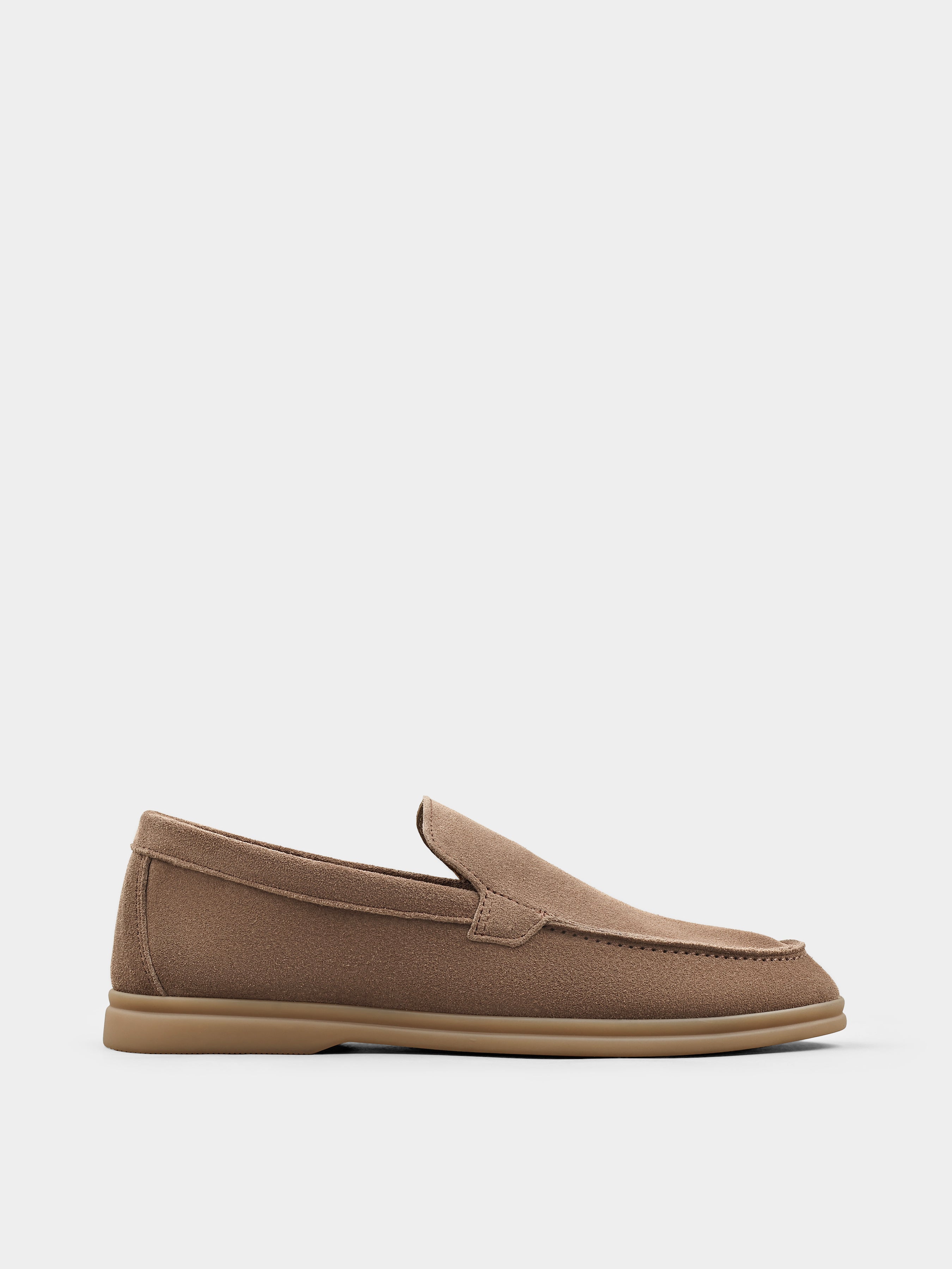 Beżowe Zamszowe Loafersy Fenda