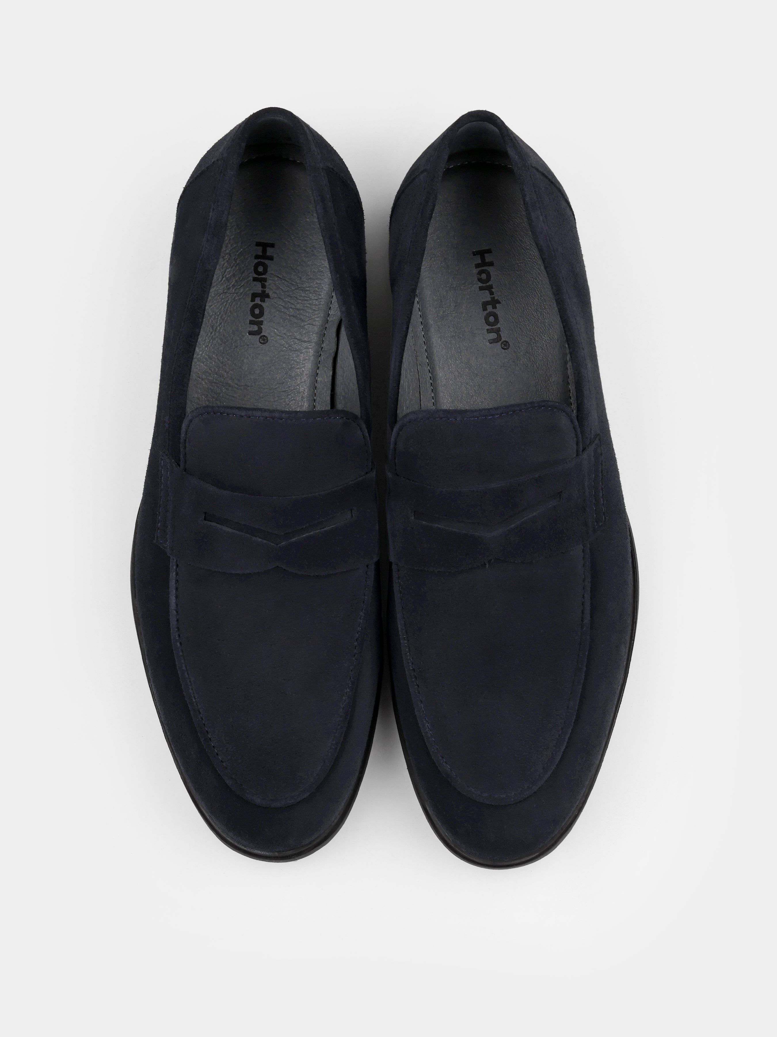 Granatowe Zamszowe Loafersy Demini