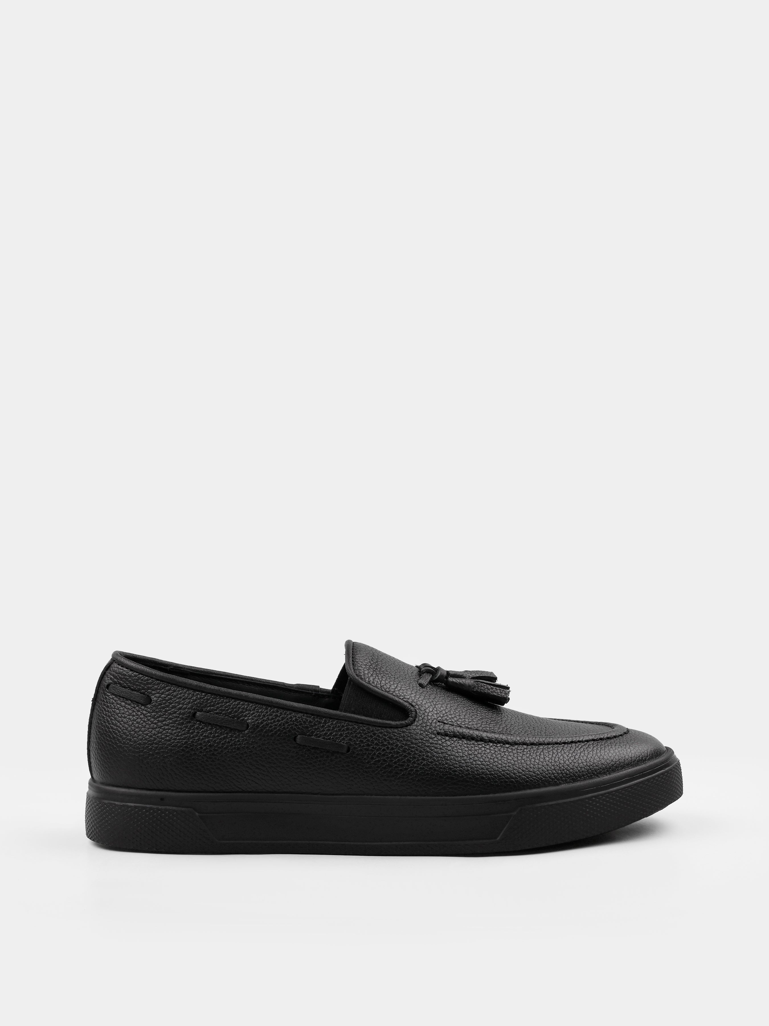 Czarne Skórzane Loafersy Spectr