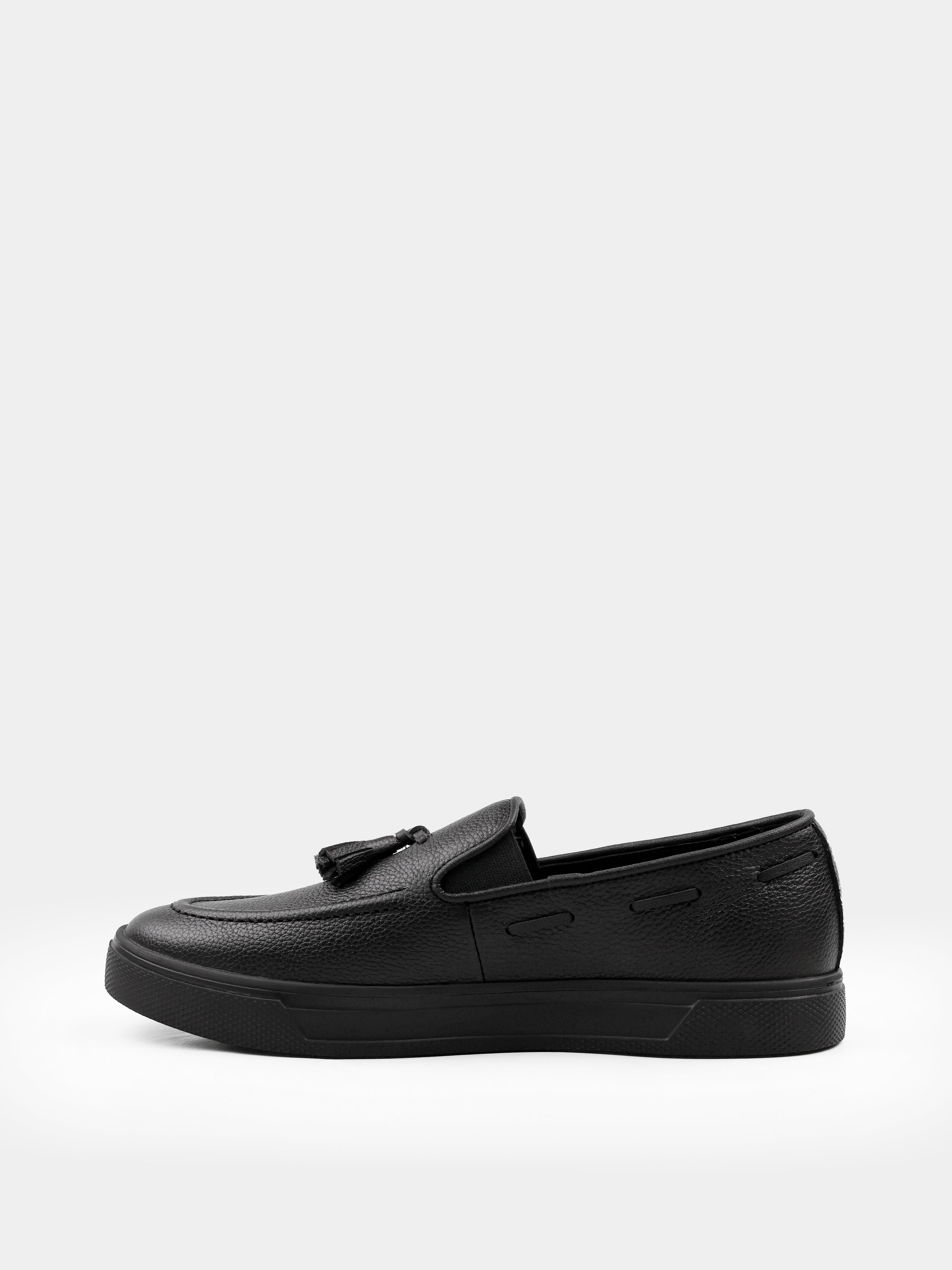 Czarne Skórzane Loafersy Spectr