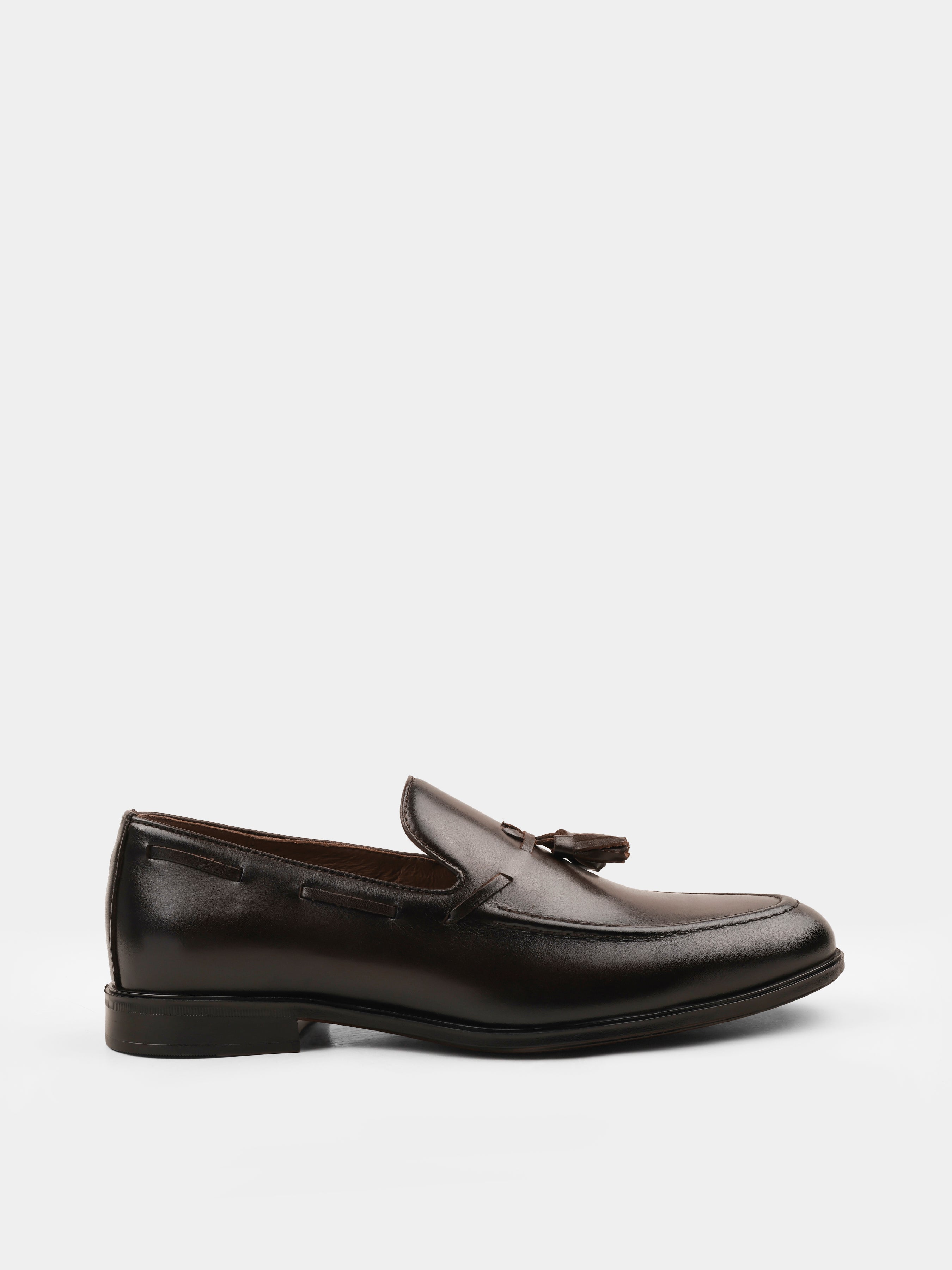 Ciemnobrązowe Skórzane Loafersy Frandi