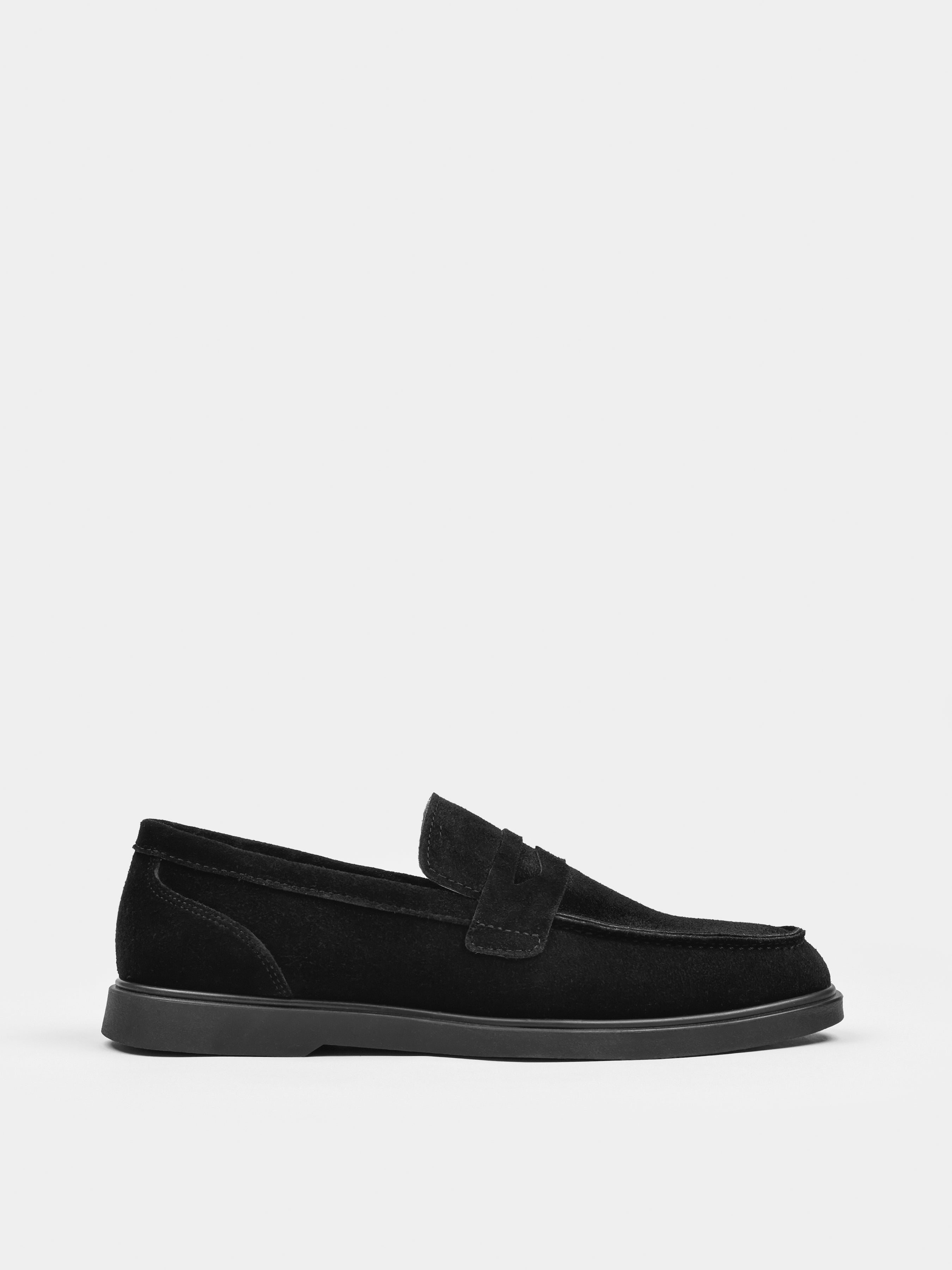 Czarne Zamszowe Loafersy Prospero