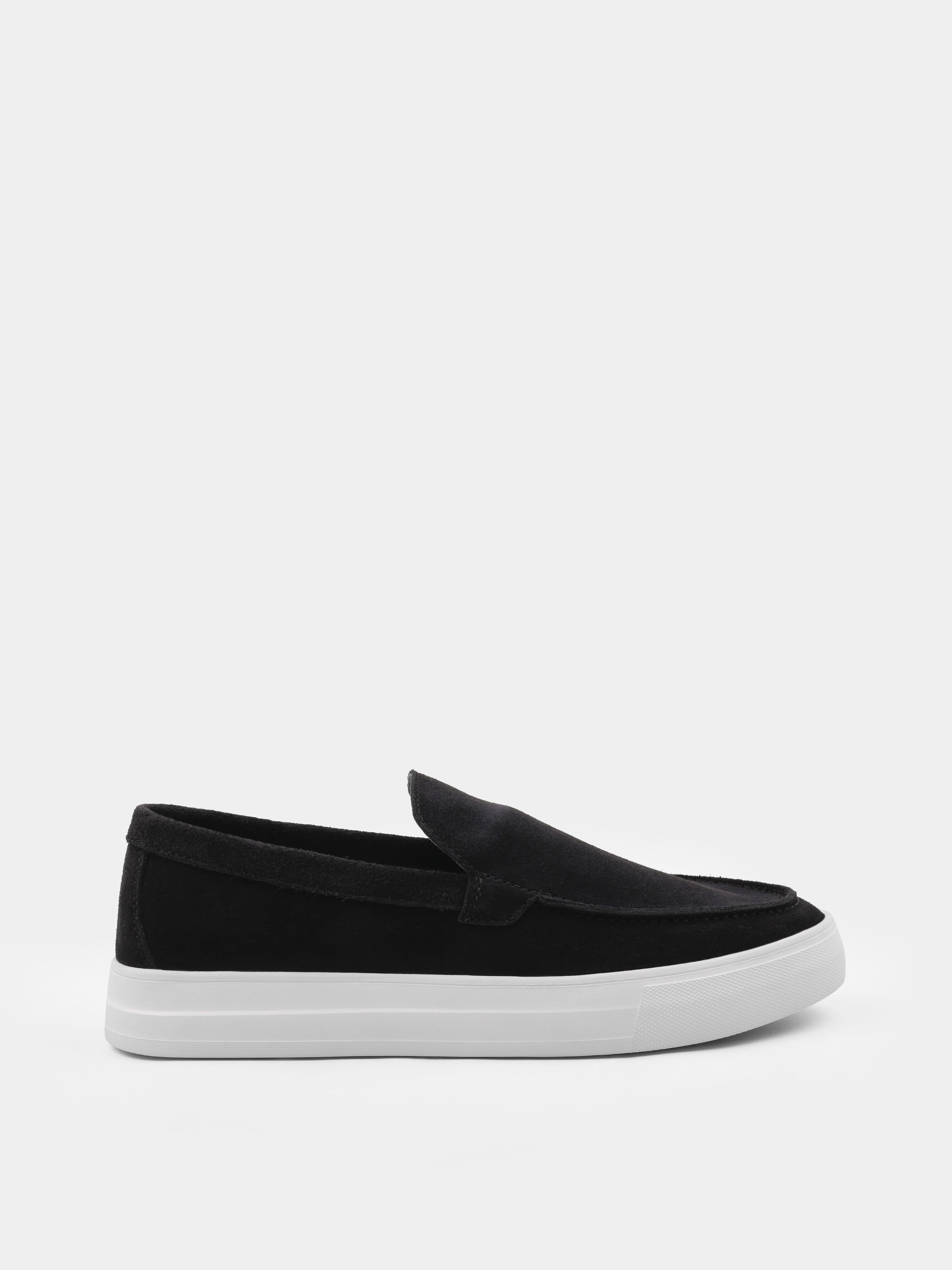Czarno-Białe Zamszowe Loafersy Spectrum