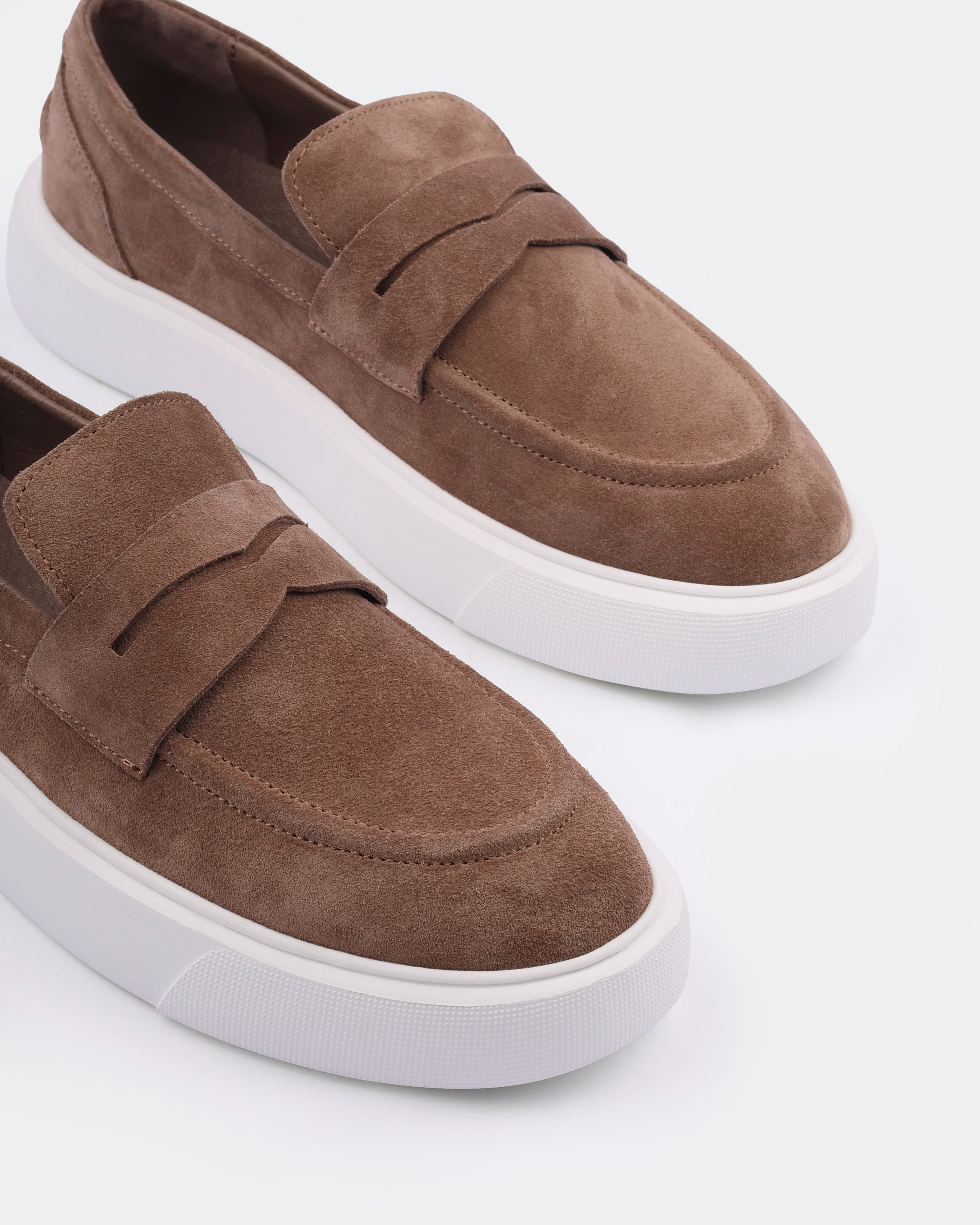 Loafers, Incanto,Cappuccino, Men's shoes, natural leather lining and upper suede, diagonally view 