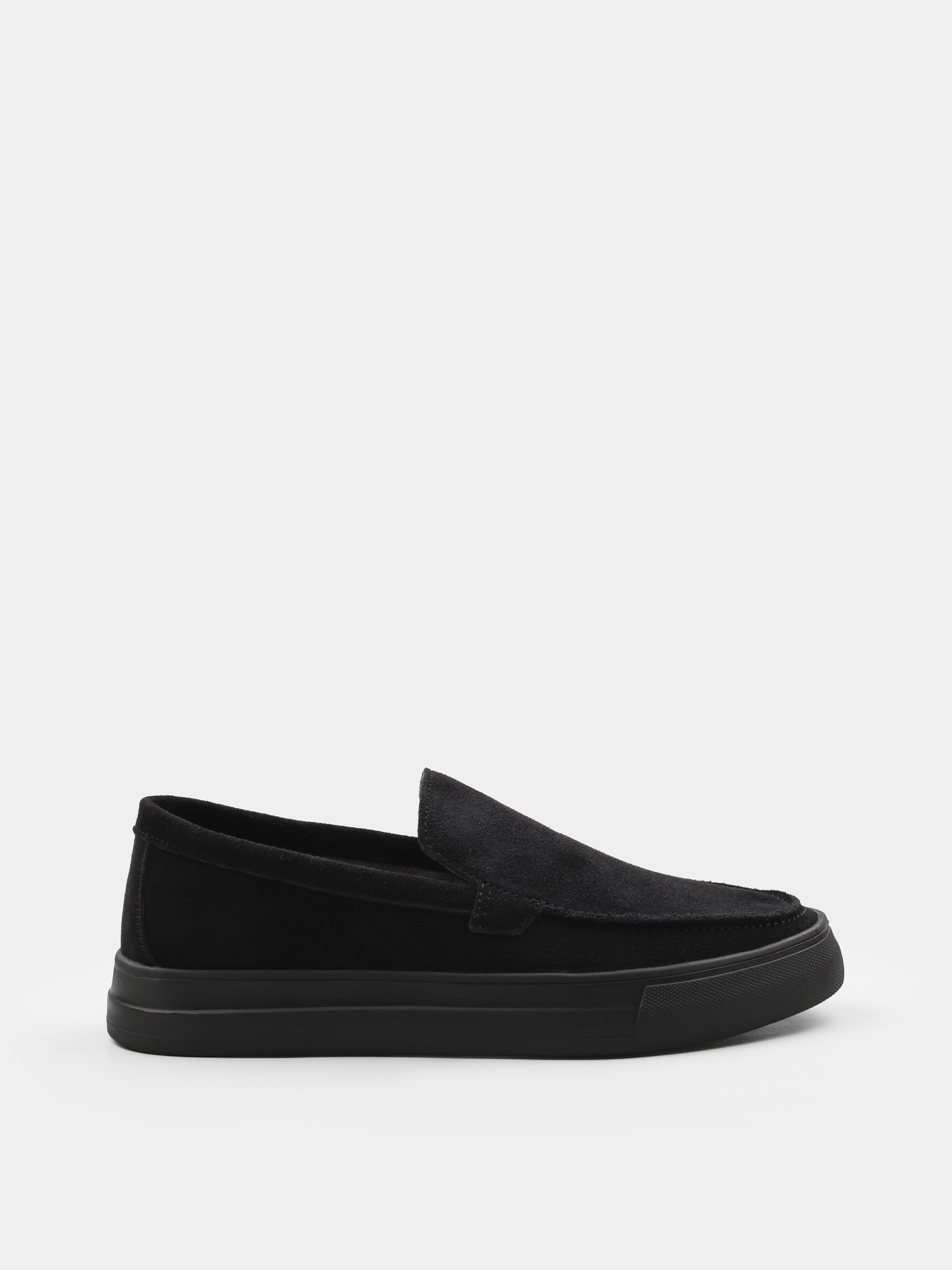 Czarne Zamszowe Loafersy Spectrum