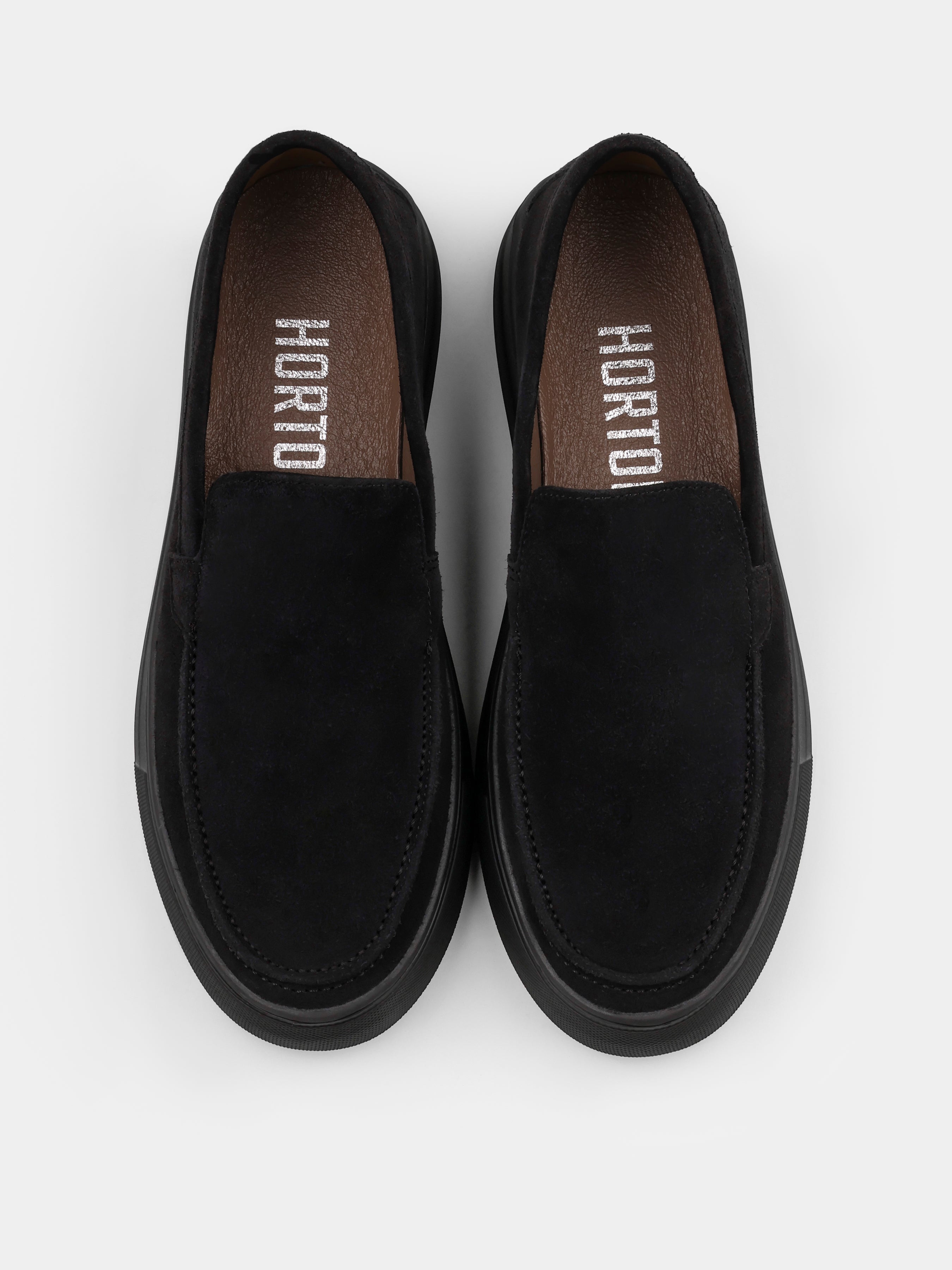 Czarne Zamszowe Loafersy Spectrum