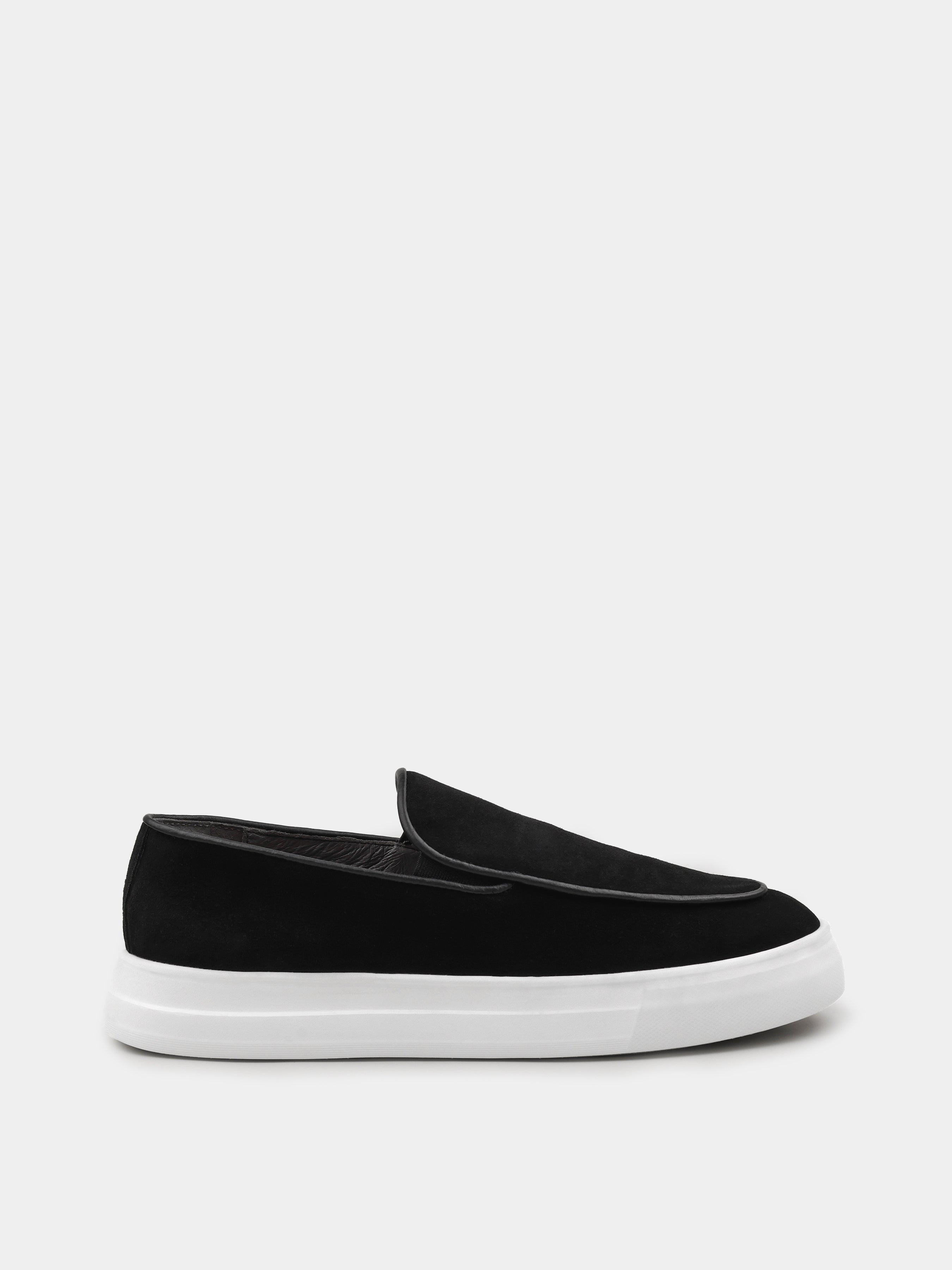Czarno-Białe Zamszowe Loafersy Oscuro