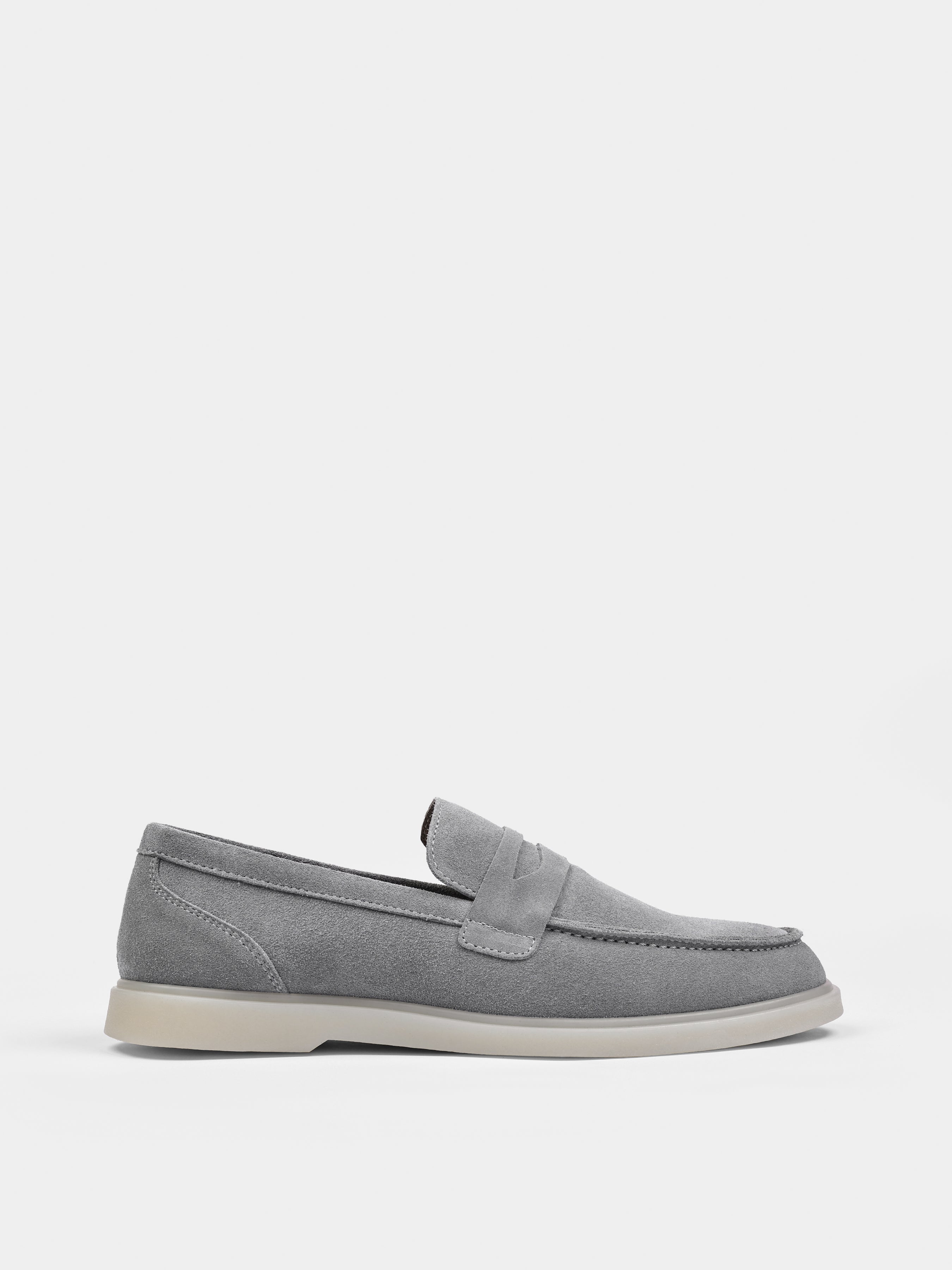 Szare Zamszowe Loafersy Prospero