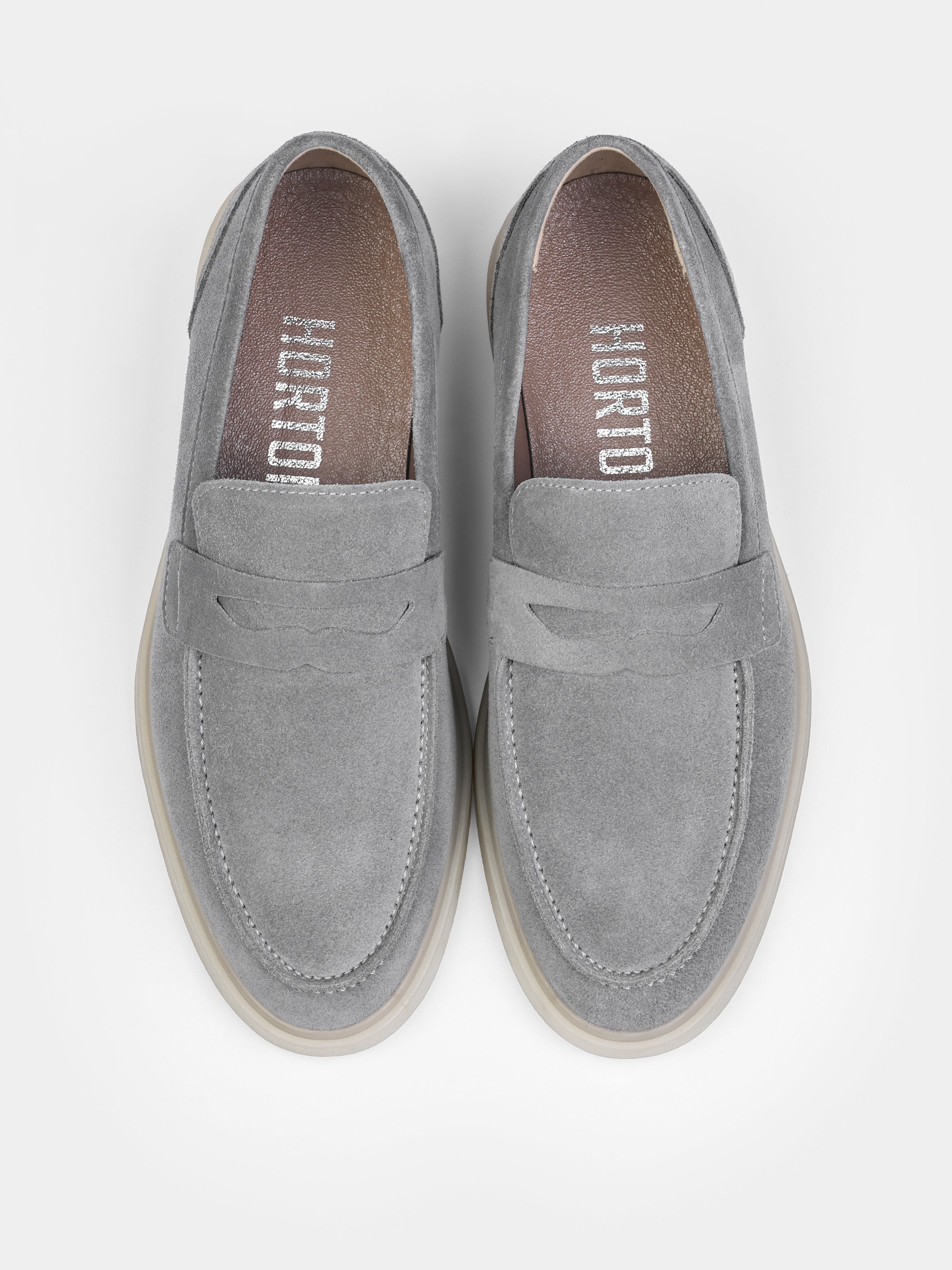 Szare Zamszowe Loafersy Prospero