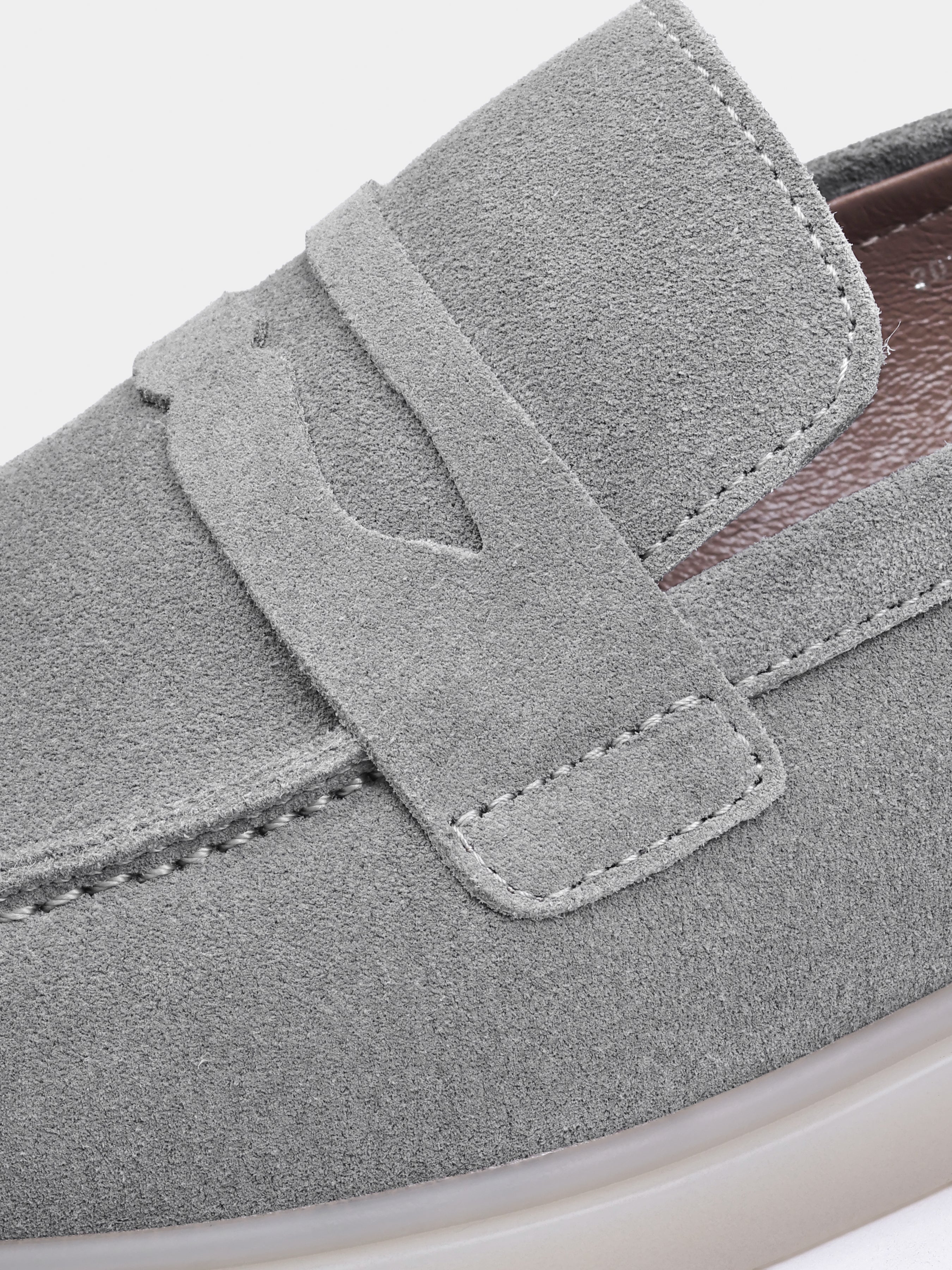 Szare Zamszowe Loafersy Prospero