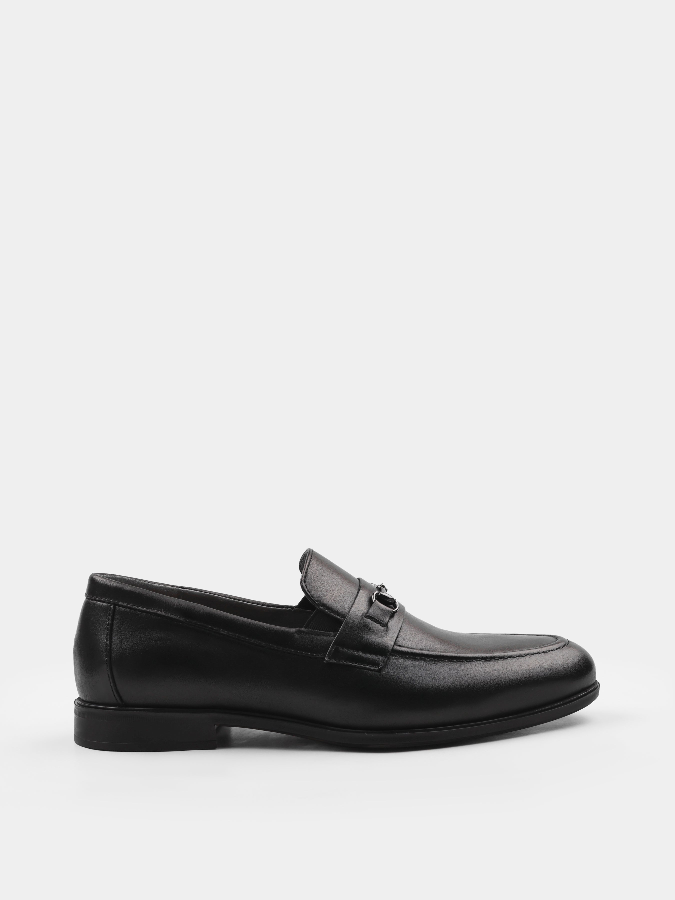 Czarne Skórzane Loafersy Lamberto