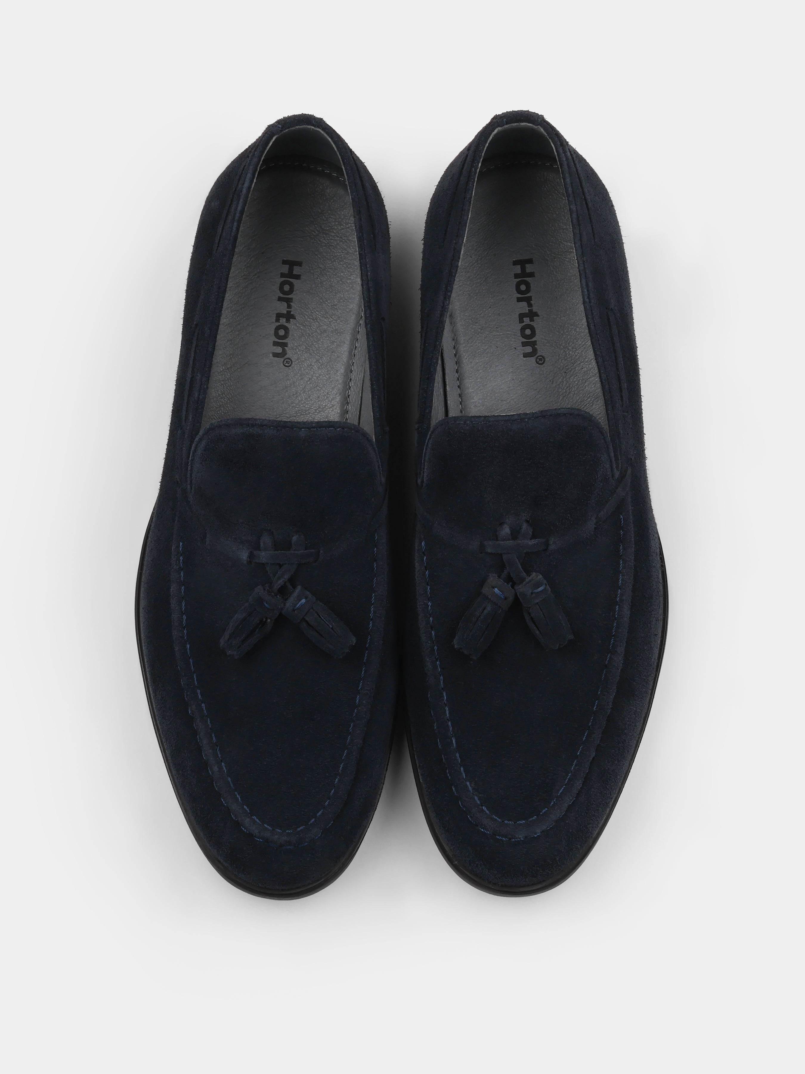 Granatowe Zamszowe Loafersy Frandi