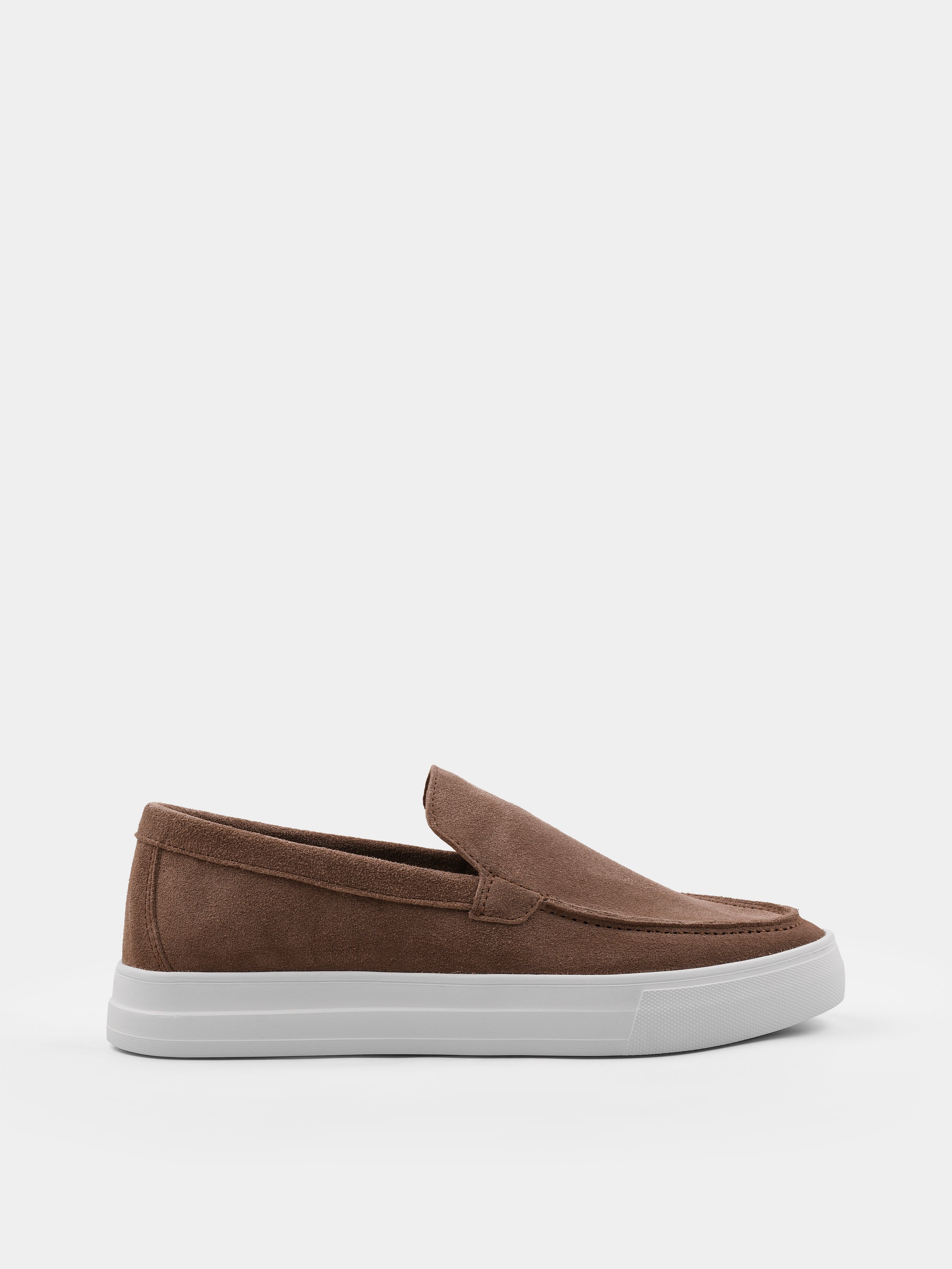 Beżowe Zamszowe Loafersy Spectrum