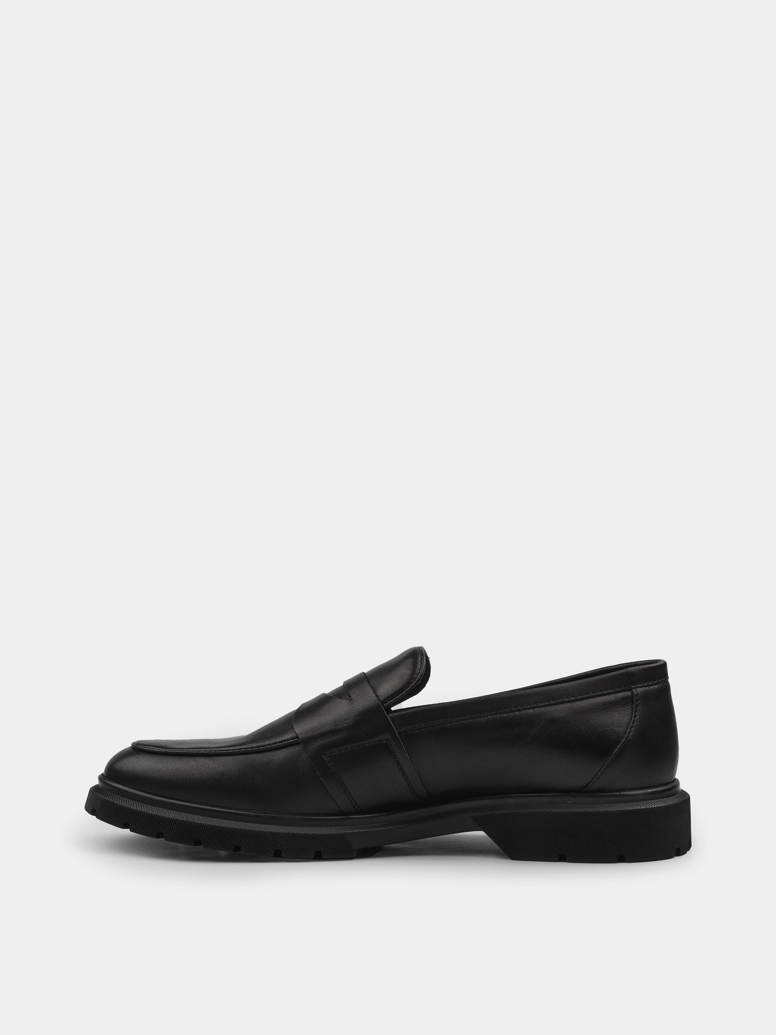 Czarne Skórzane Loafersy Foret