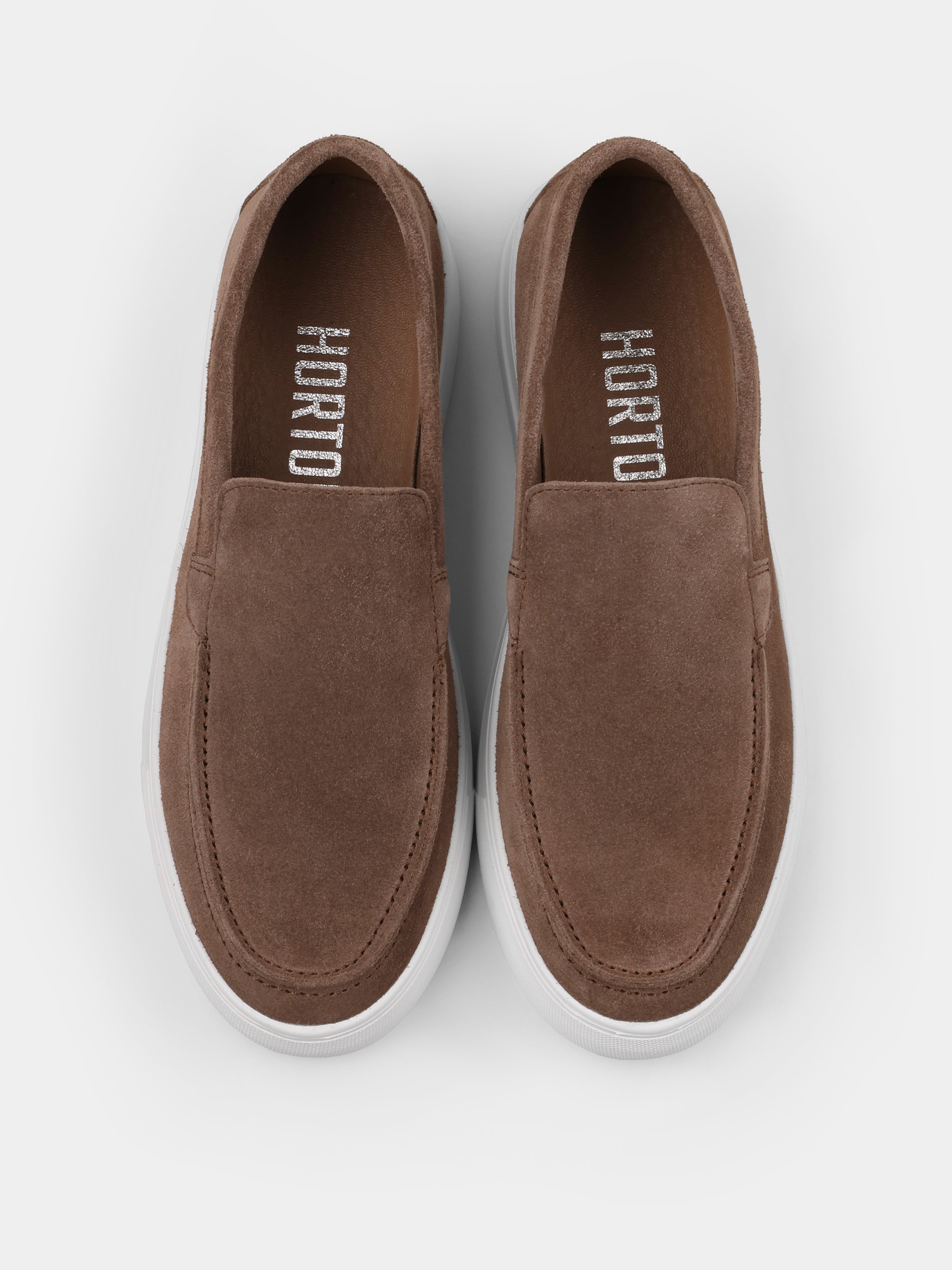 Beżowe Zamszowe Loafersy Spectrum