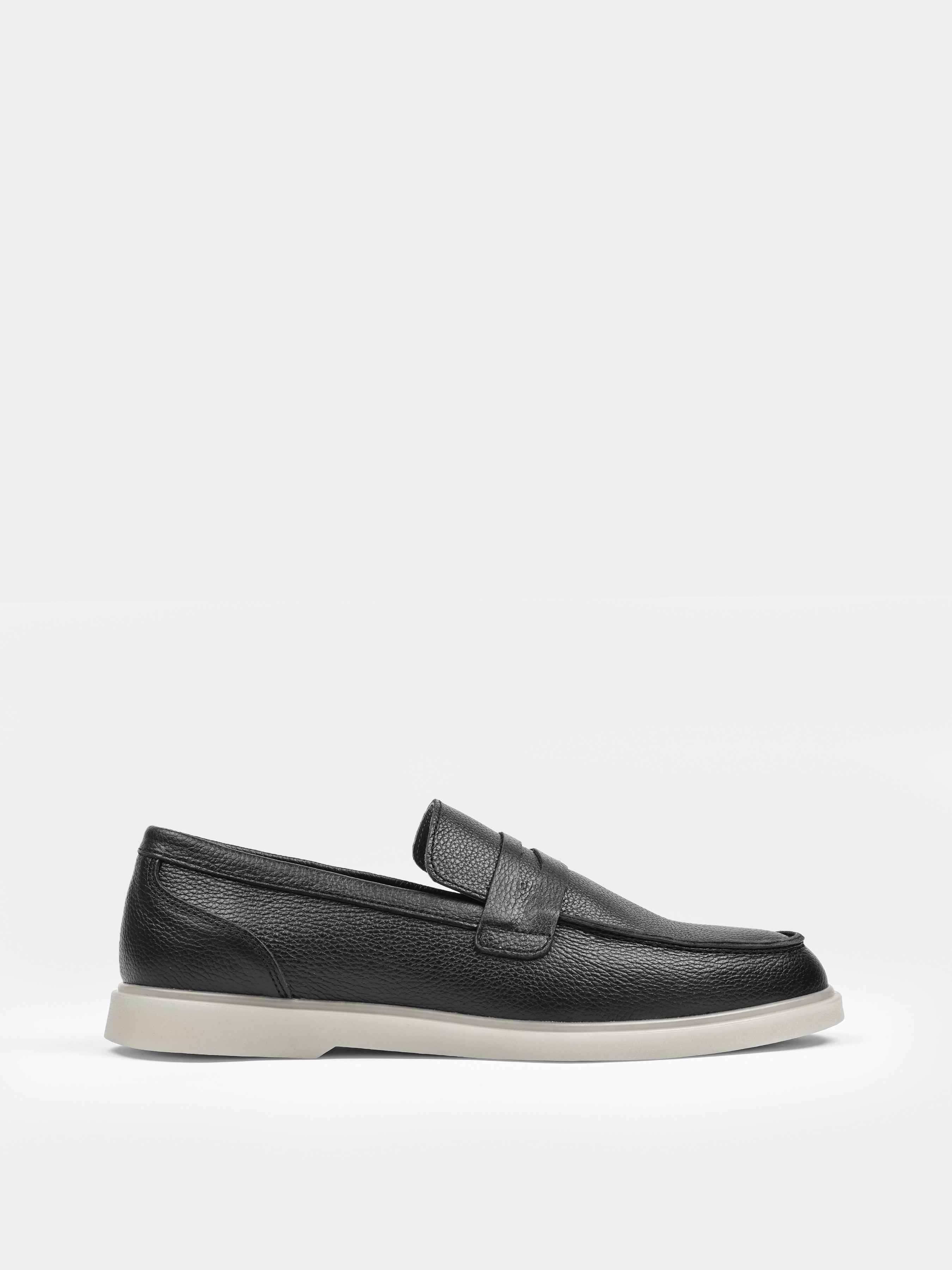 Czarno-Beżowe Skórzane Loafersy Prospero