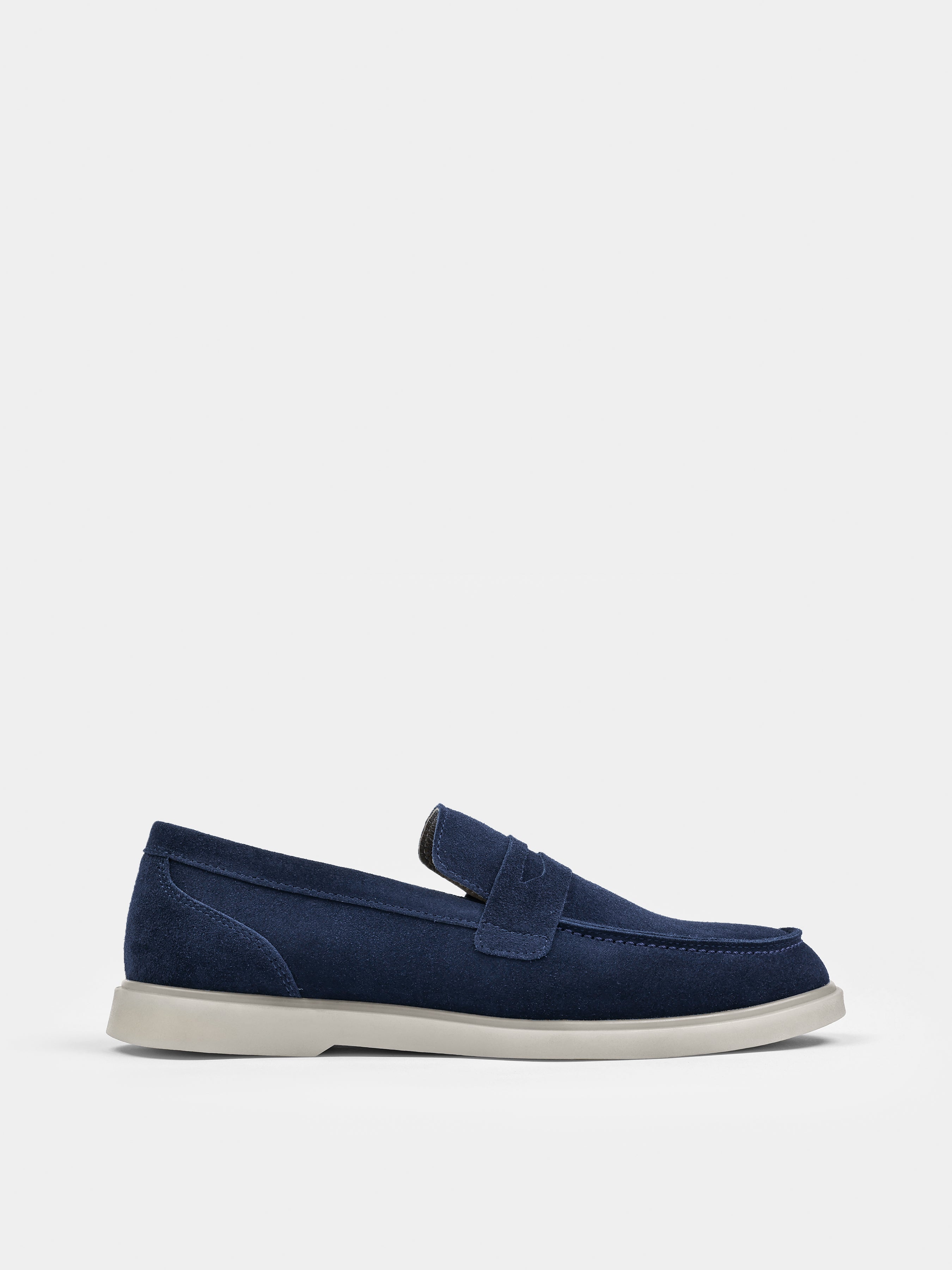 Granatowe Zamszowe Loafersy Prospero