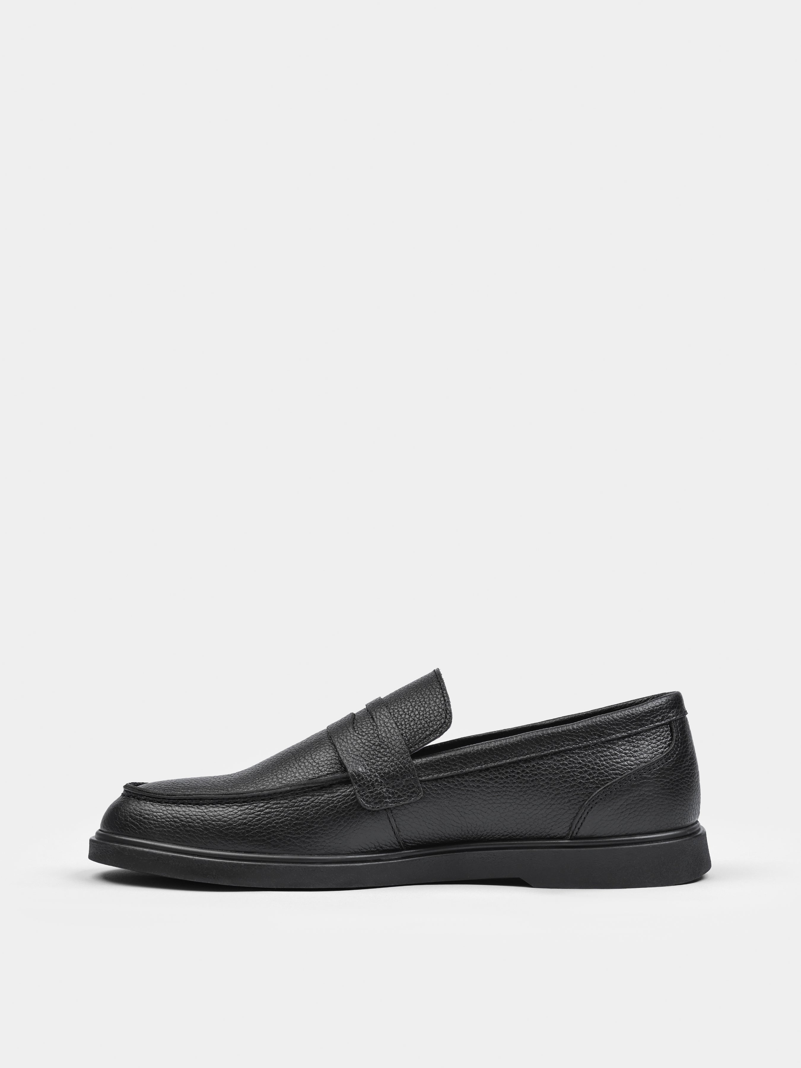 Czarne Skórzane Loafersy Prospero