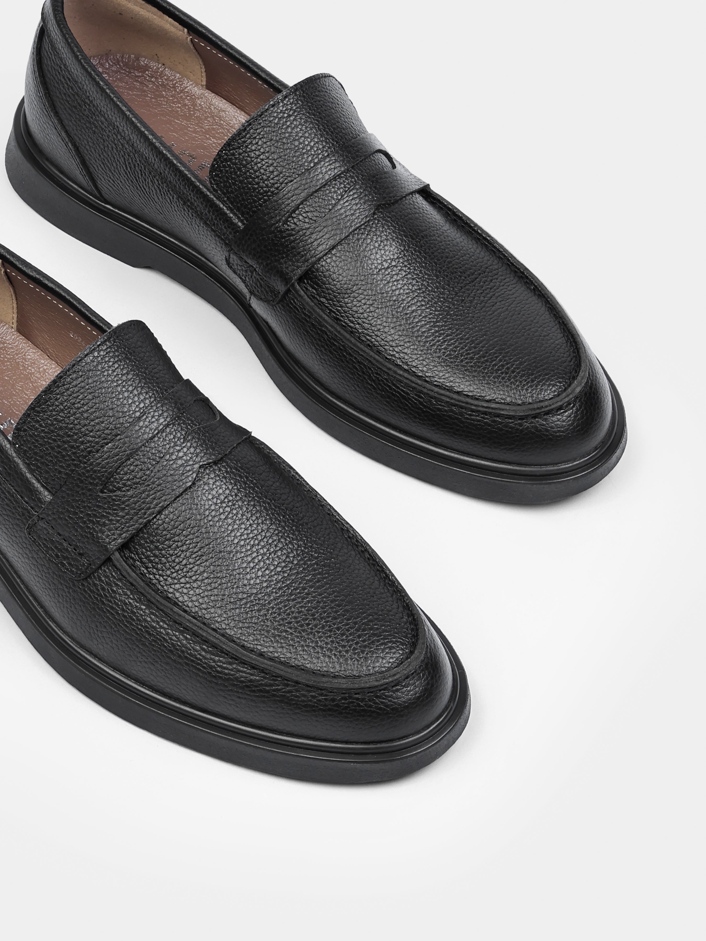 Czarne Skórzane Loafersy Prospero