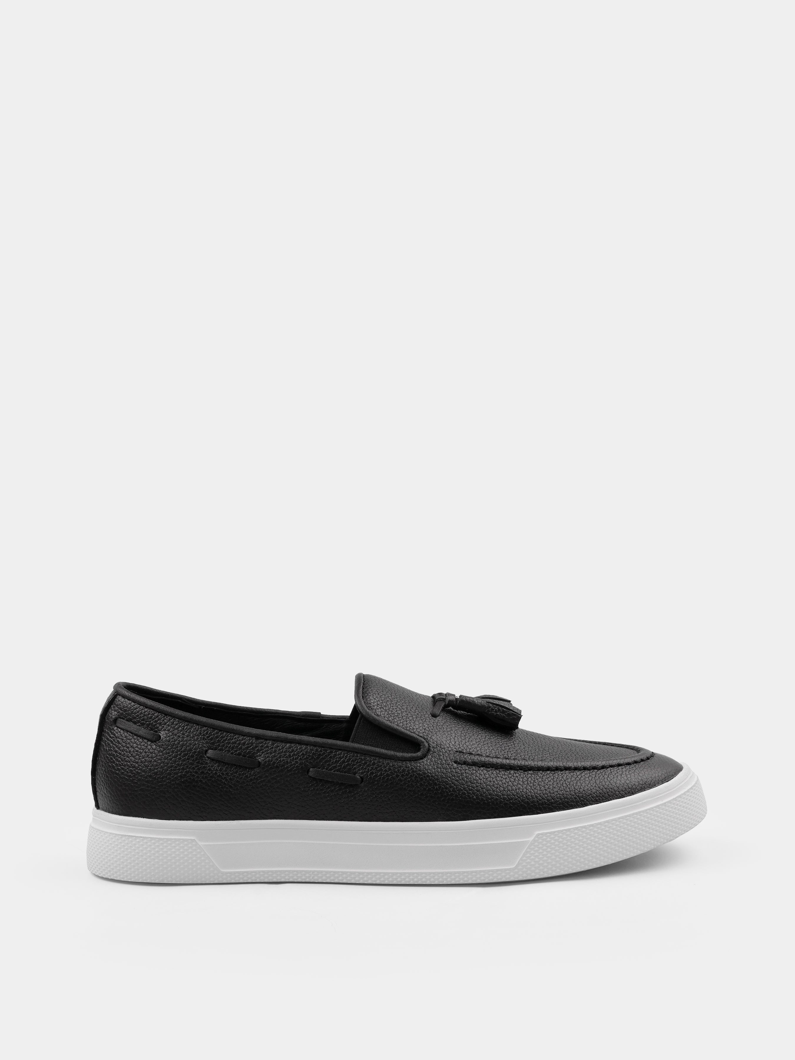 Czarno-Białe Skórzane Loafersy Spectr