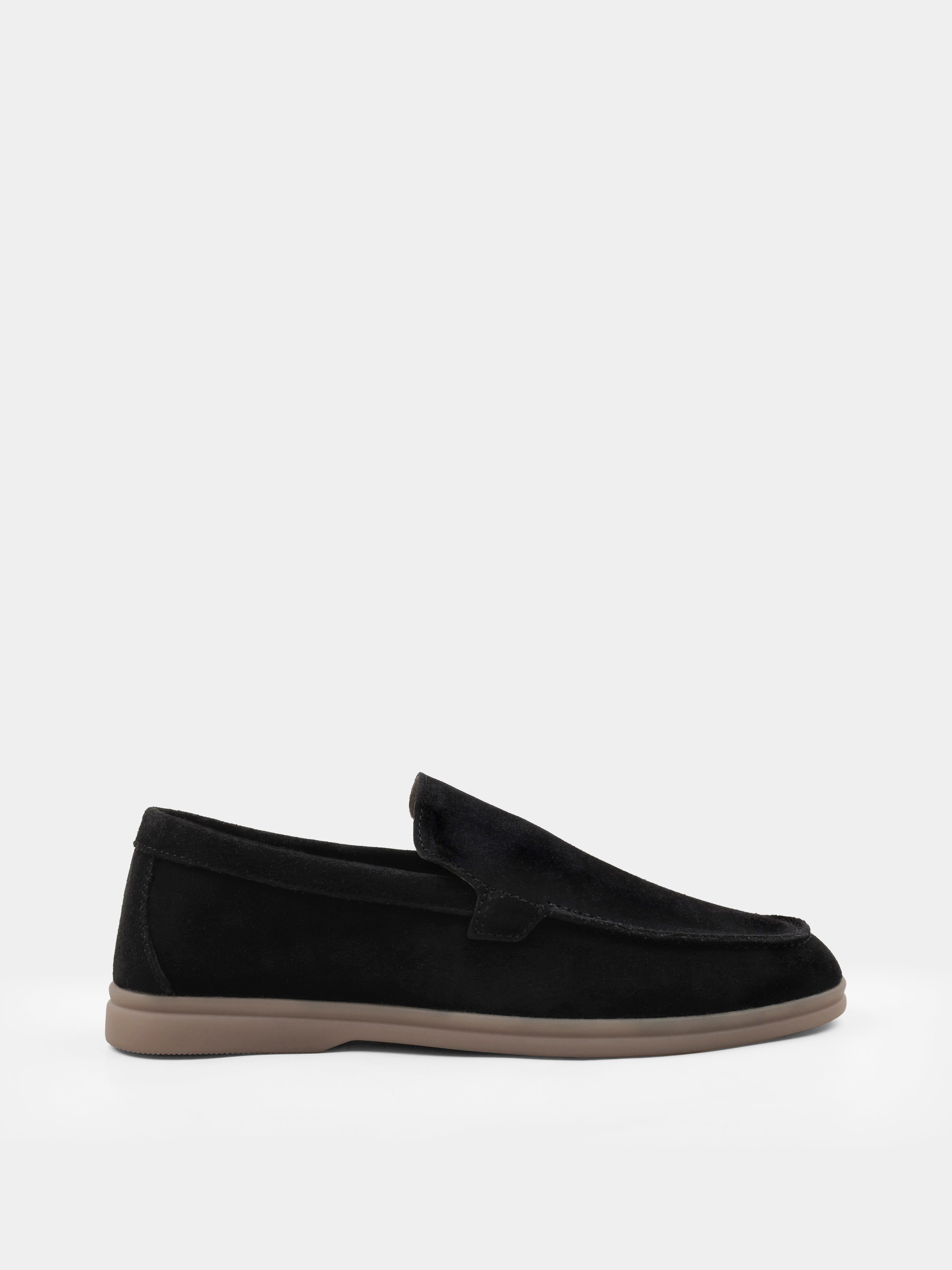 Czarno-Beżowe Zamszowe Loafersy Fenda